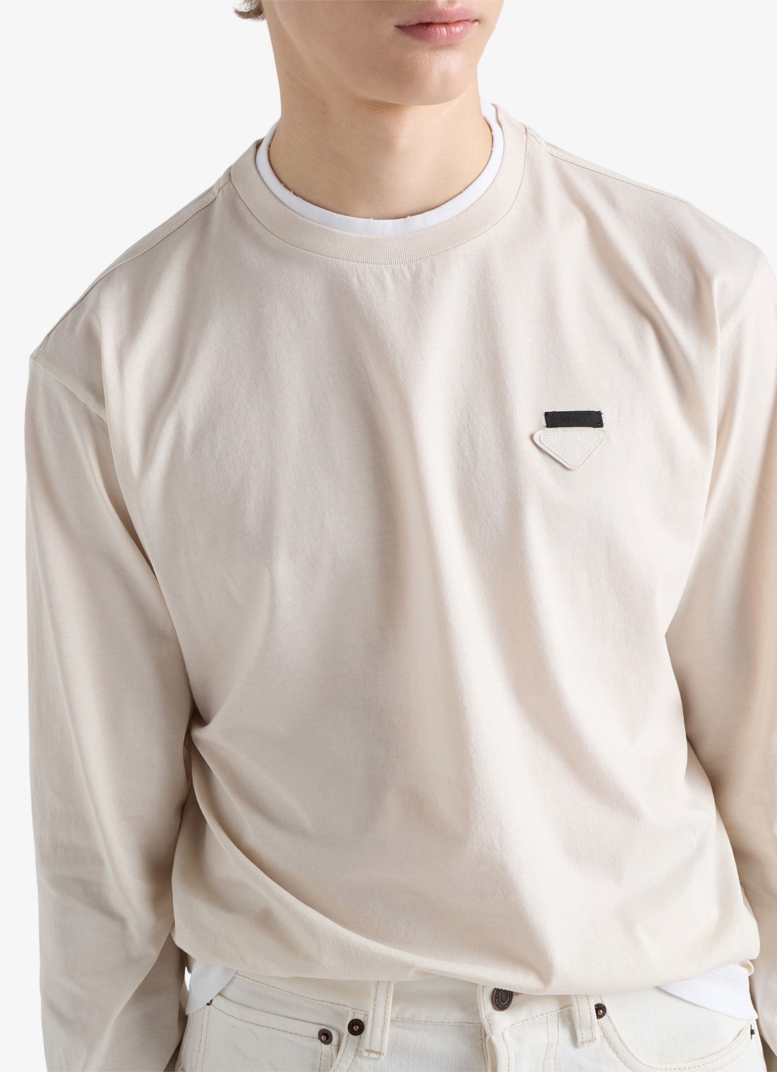Prada Longsleeve met contrast - detail 2 gebroken wit