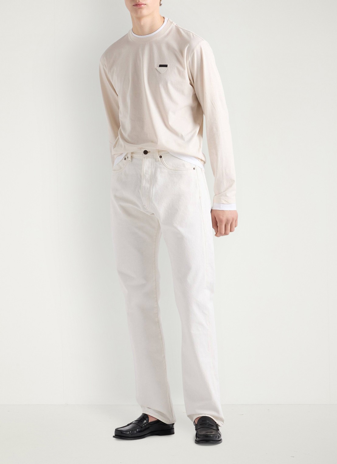 Prada Longsleeve met contrast - voorkant 6 gebroken wit