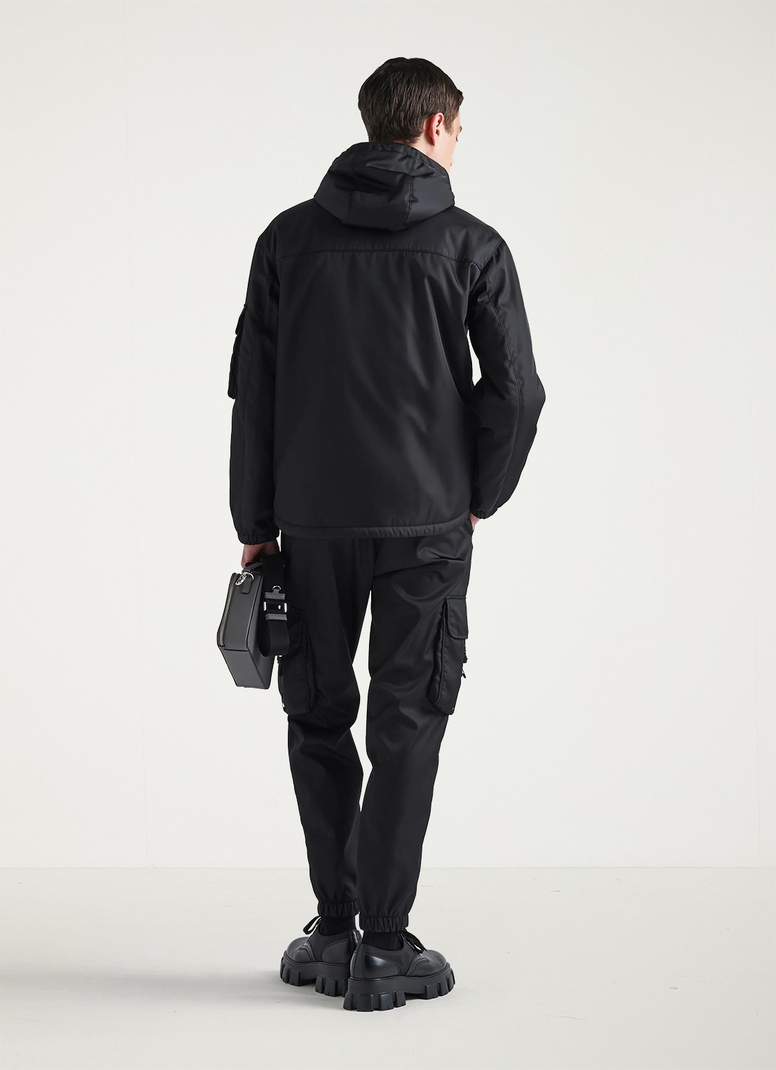Prada Loose fit cargobroek met klepzakken - achterkant zwart