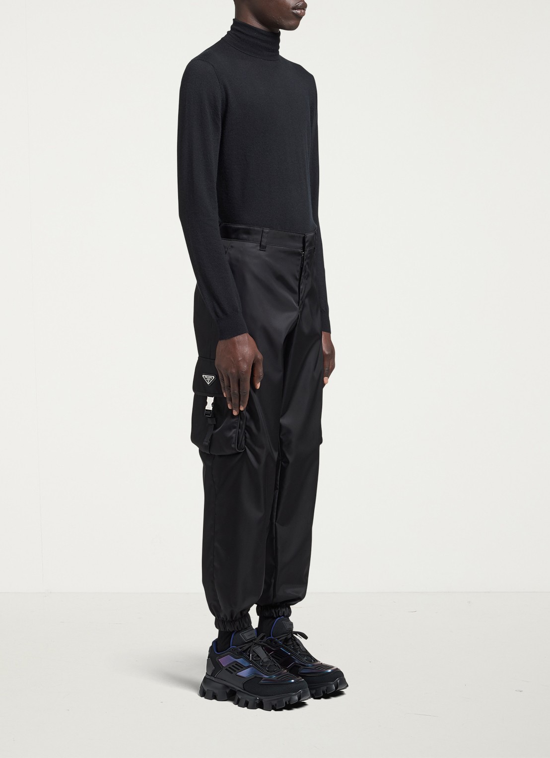 Prada Loose fit cargobroek met klepzakken - detail 4 zwart