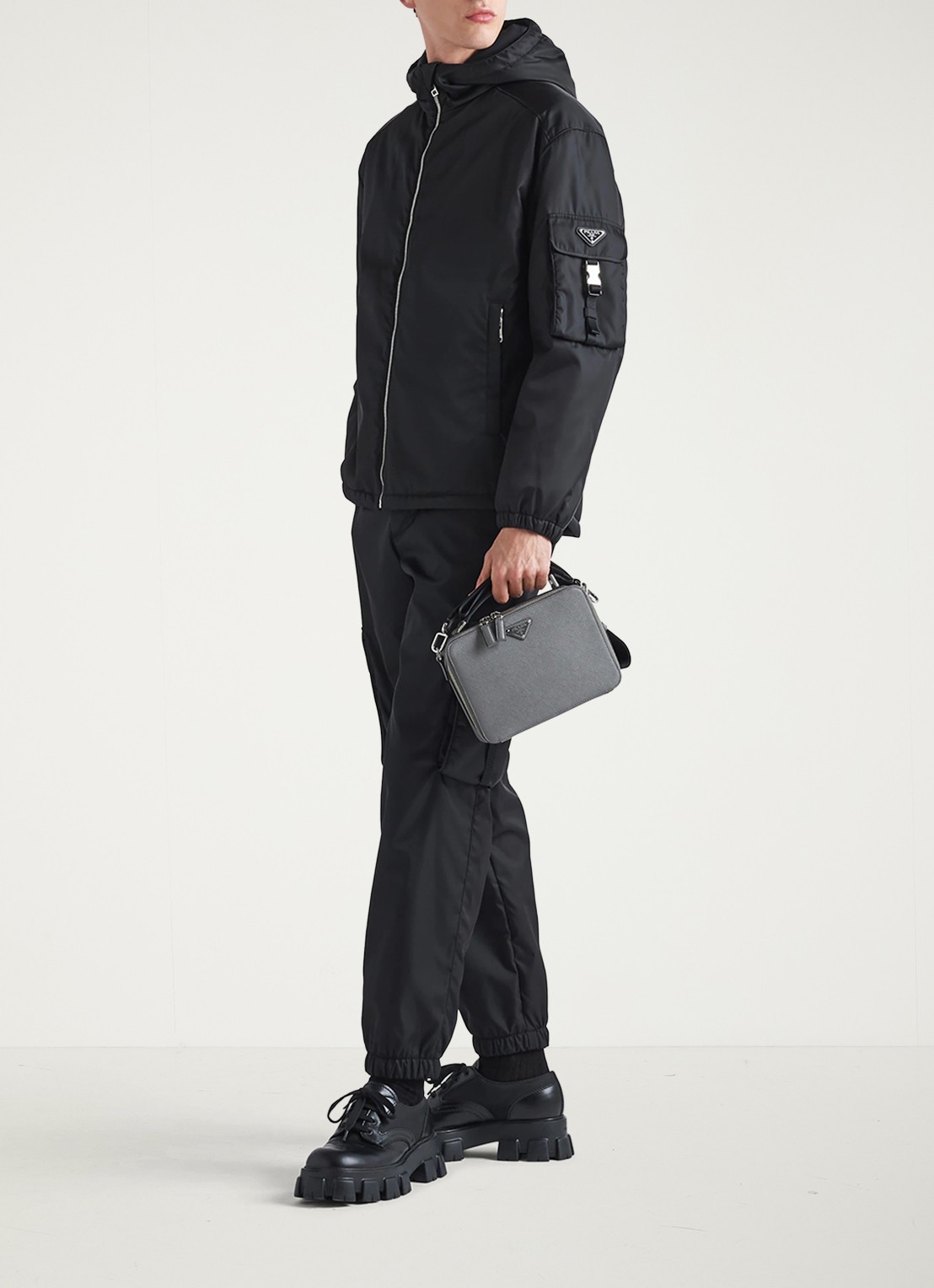 Prada Loose fit cargobroek met klepzakken - voorkant 6 zwart