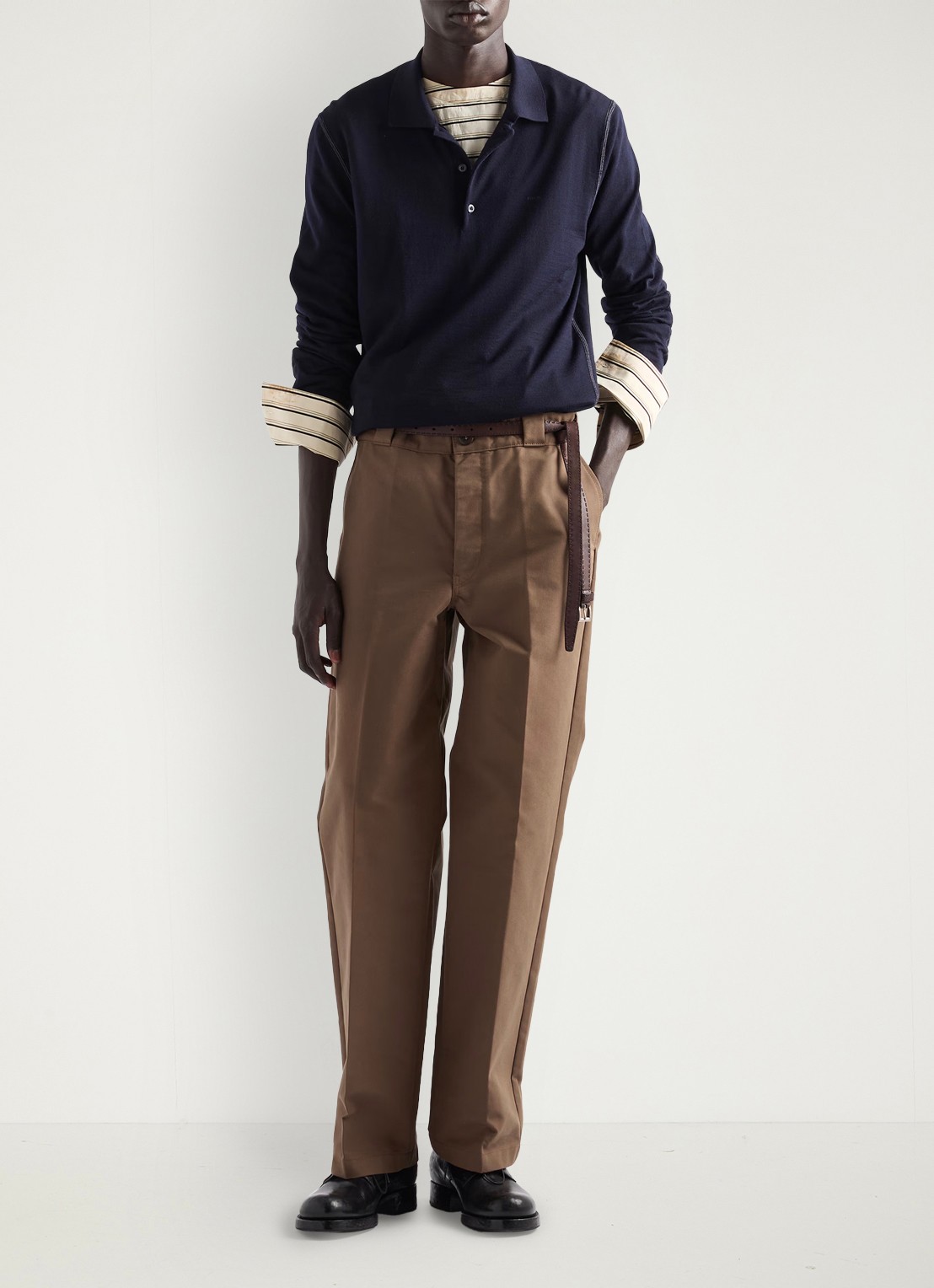 Prada Loose fit chino met steekzakken - voorkant 5 bruin