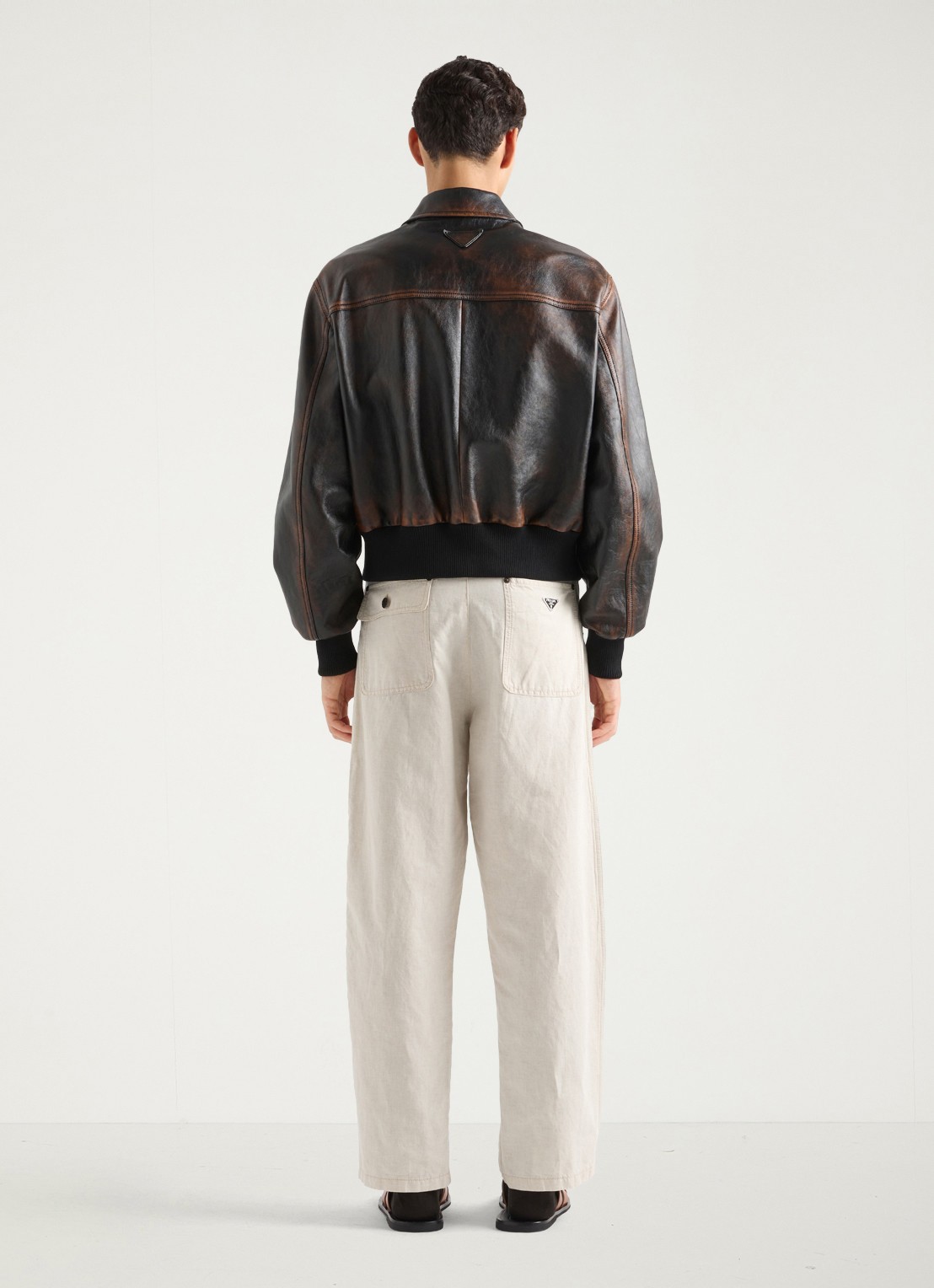 Prada Loose fit chino van chambray - achterkant 3 gebroken wit