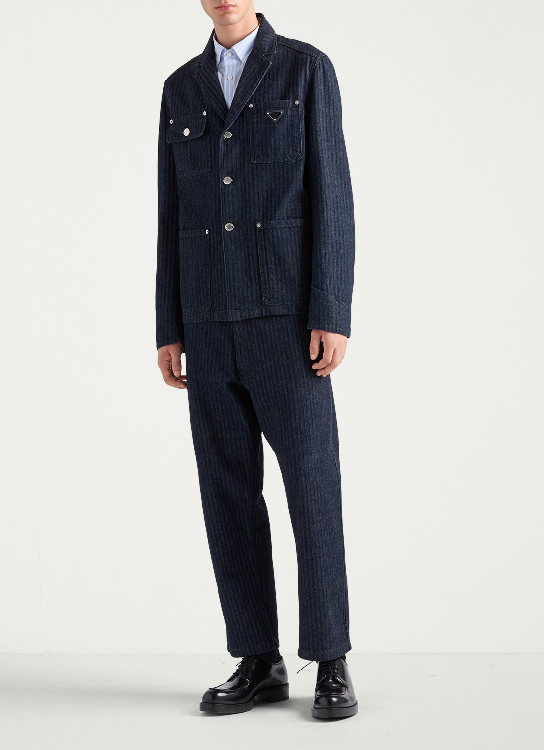 Prada Loose fit jeans met donkere wassing - voorkant 3 indigo