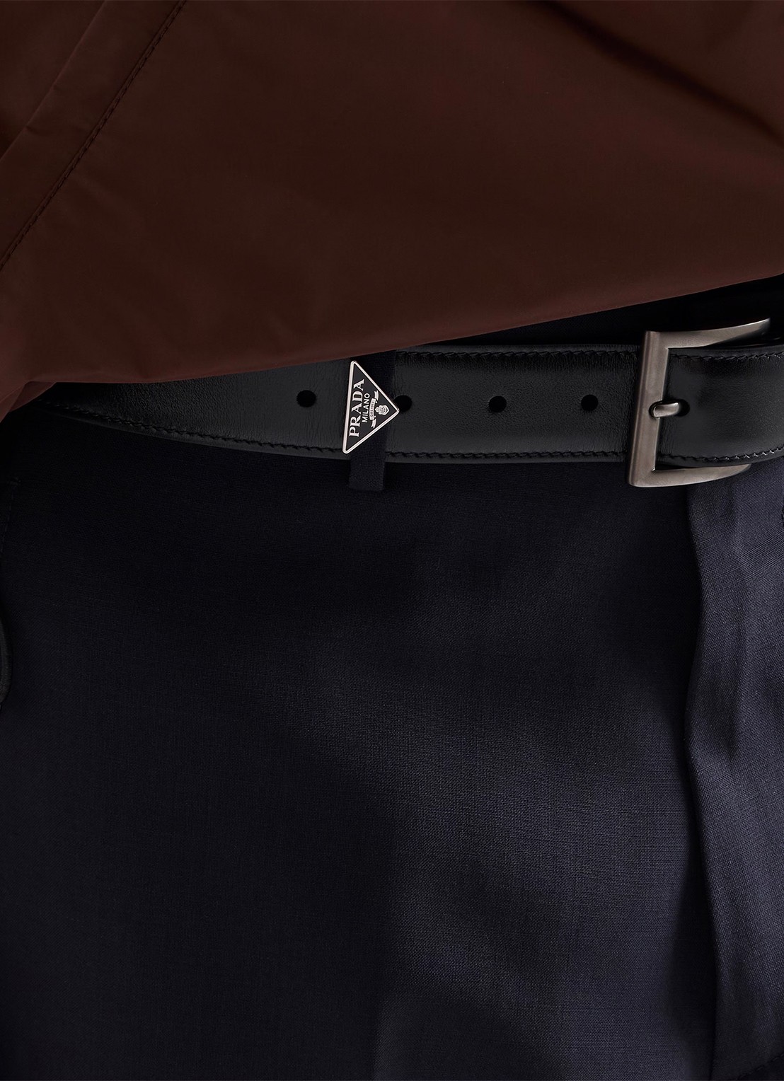 Prada Loose fit pantalon van scheerwol - detail 2 donkerblauw
