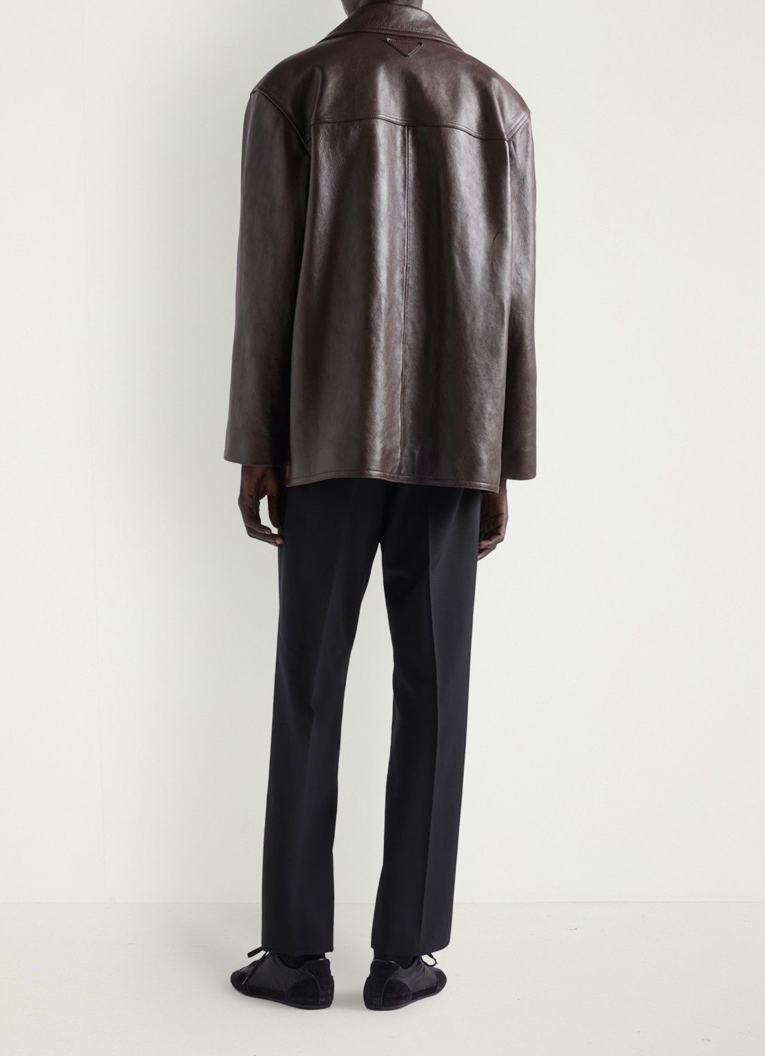 Prada Loose fit pantalon van scheerwol - achterkant zwart