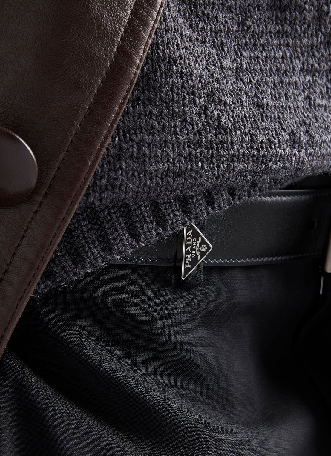 Prada Loose fit pantalon van scheerwol - detail 3 zwart