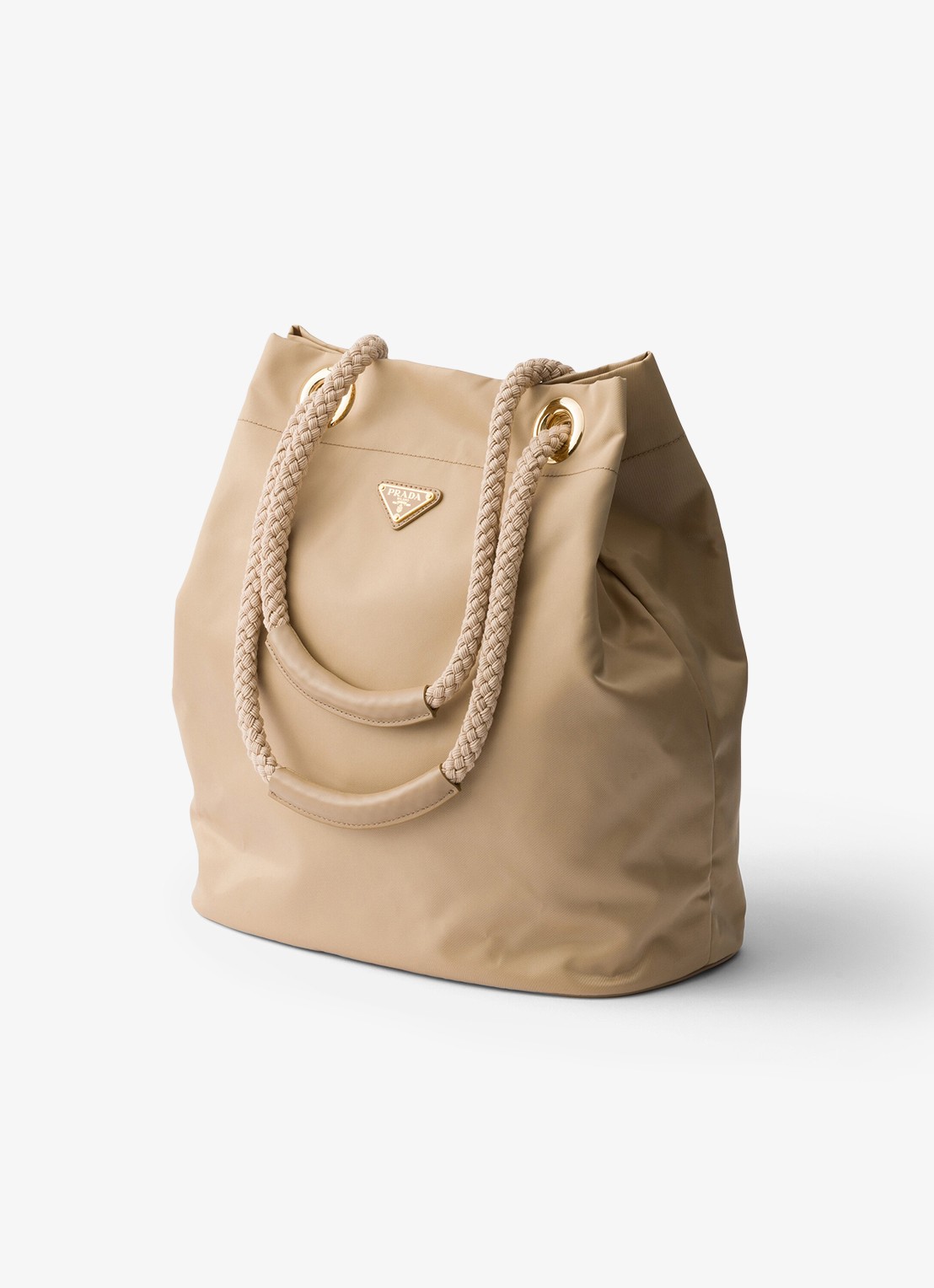 Prada Mariner Re-Nylon Large schoudertas met logo - detail 4 beige