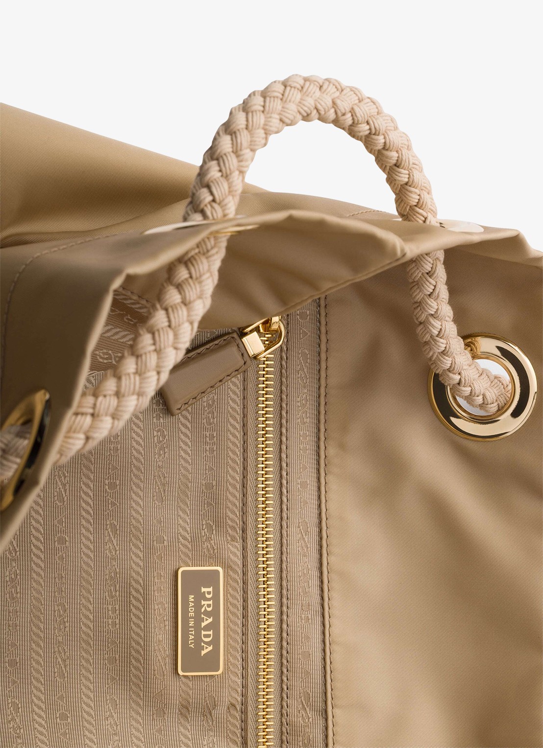 Prada Mariner Re-Nylon Large schoudertas met logo - detail 5 beige