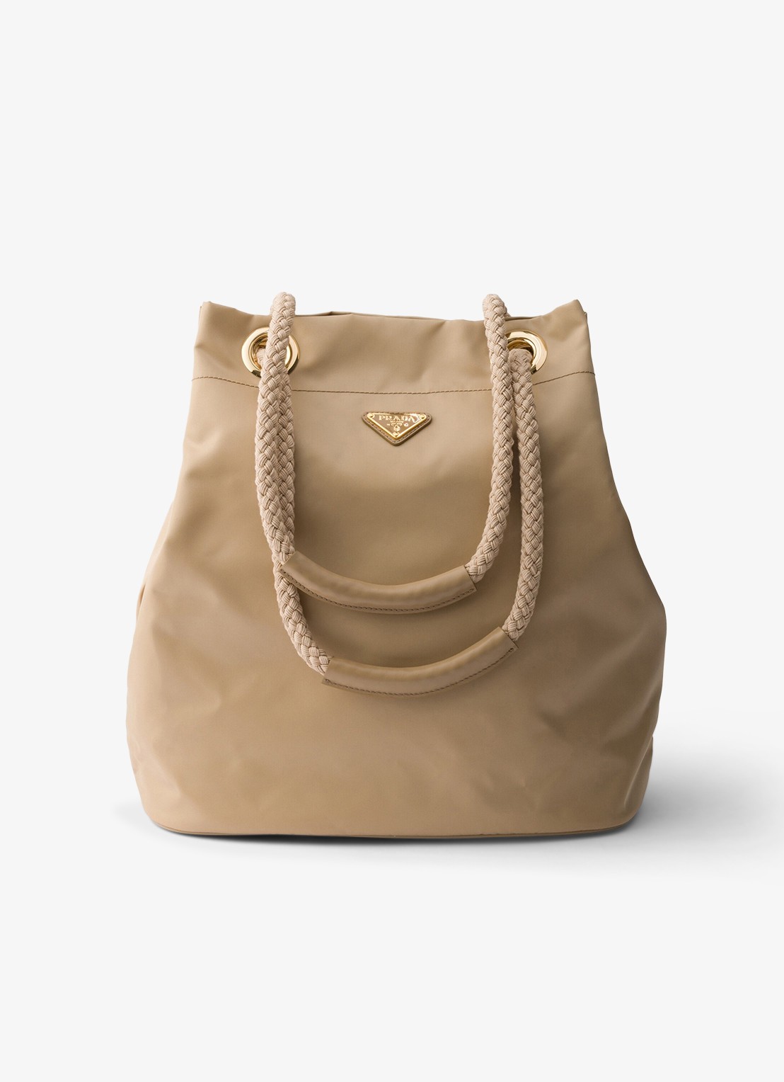 Prada Mariner Re-Nylon Large schoudertas met logo - voorkant beige