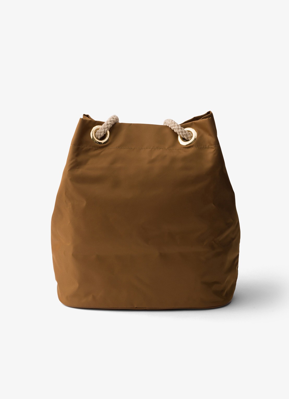 Prada Mariner Re-Nylon Large schoudertas met logo - achterkant camel