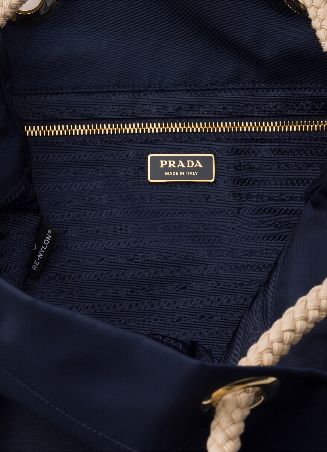 Prada Mariner Re-Nylon Large schoudertas met logo - detail 3 donkerblauw