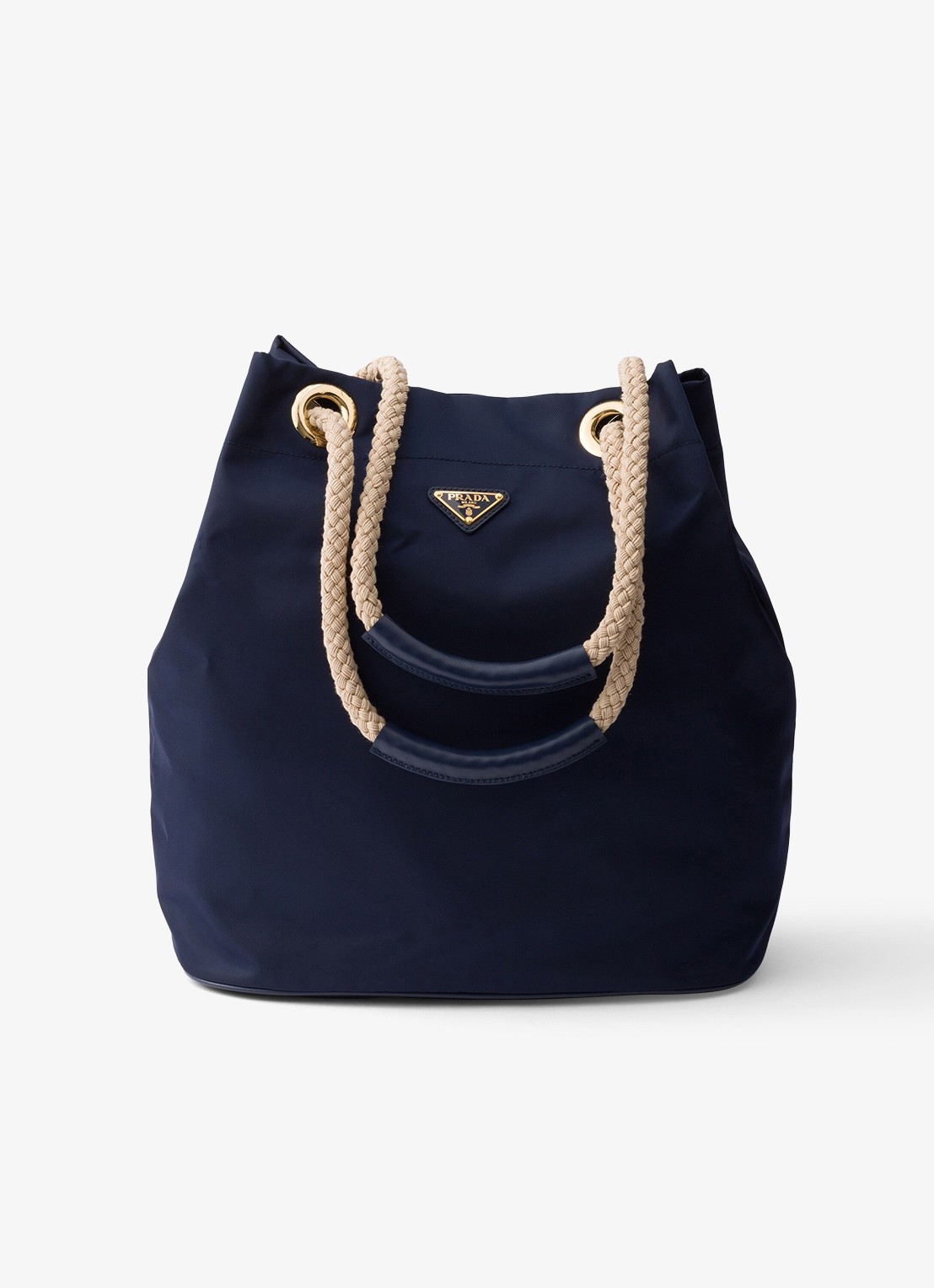 Prada Mariner Re-Nylon Large schoudertas met logo - voorkant donkerblauw