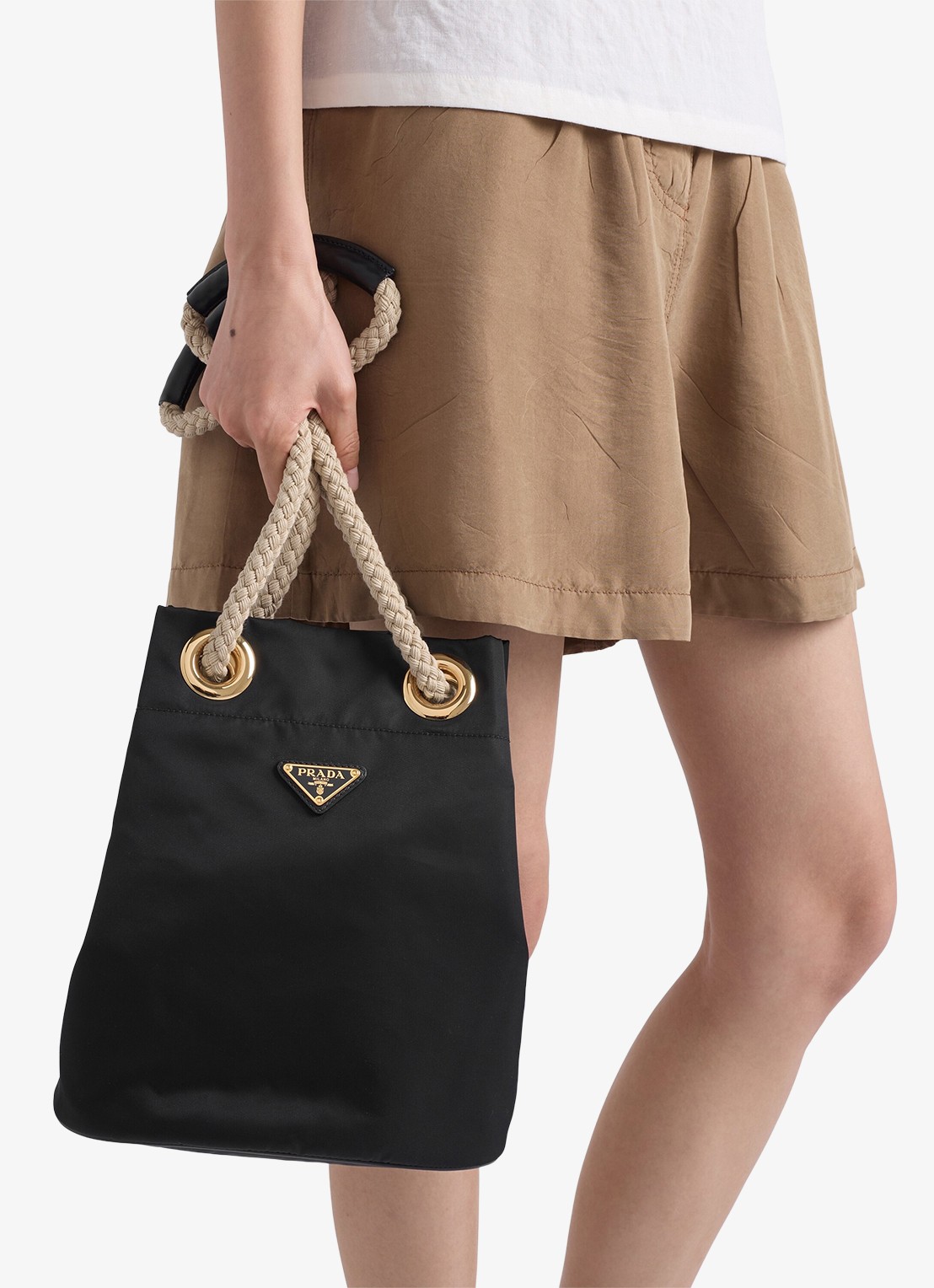 Prada Mariner Re-Nylon Small schoudertas met logo - detail 4 zwart