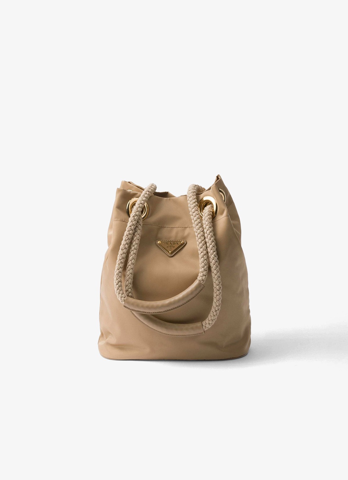 Prada Mariner Re-Nylon Small schoudertas met logo - voorkant 5 beige