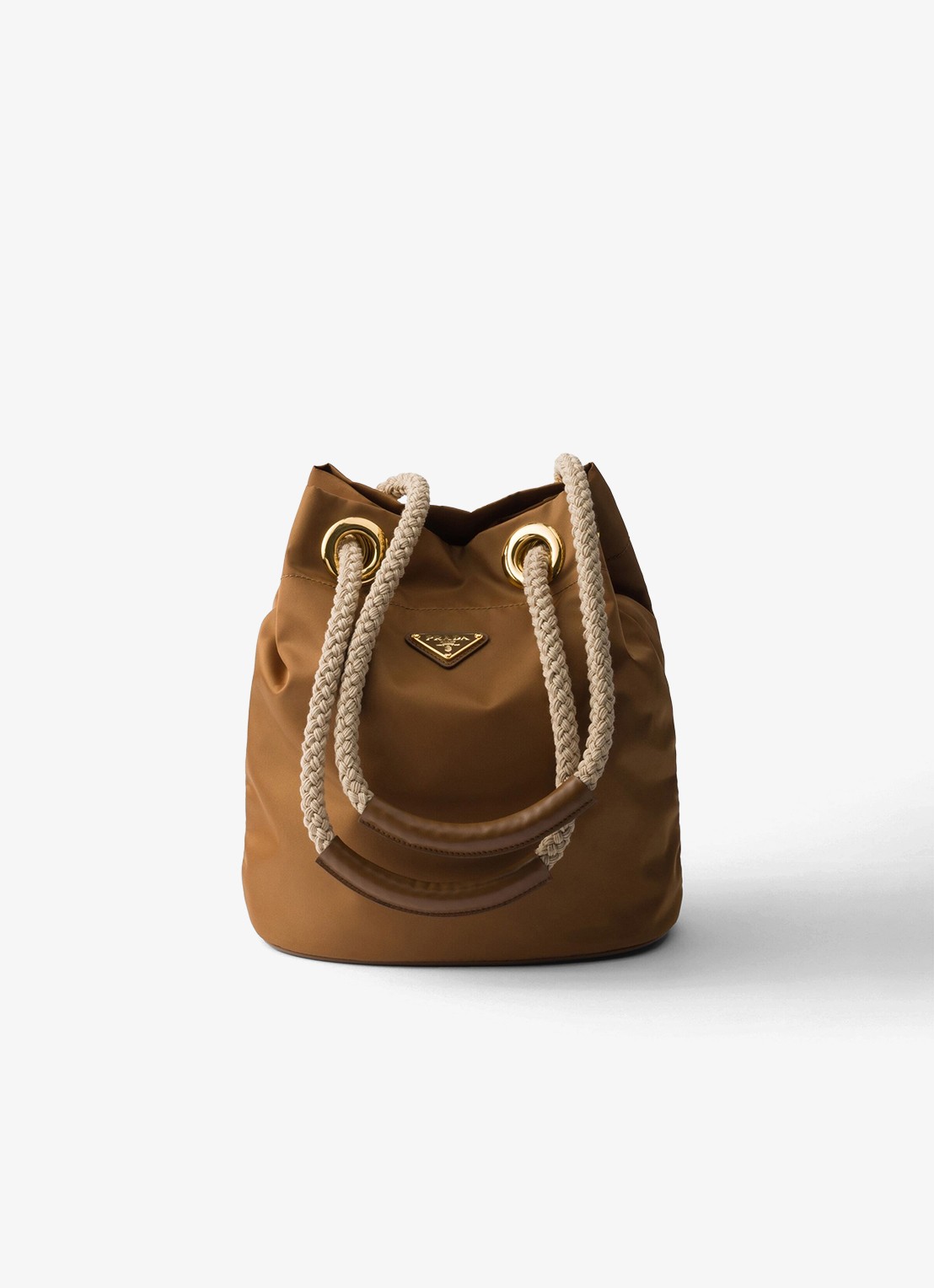 Prada Mariner Re-Nylon Small schoudertas met logo - voorkant 6 camel
