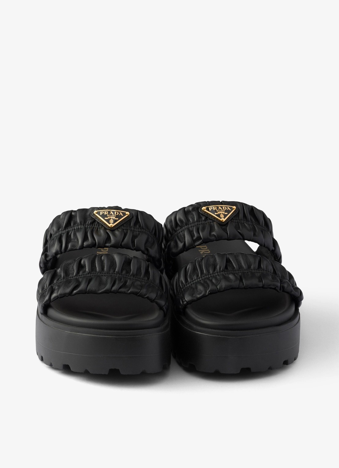 Prada Matelassé slipper van lamsleer - detail 2 zwart