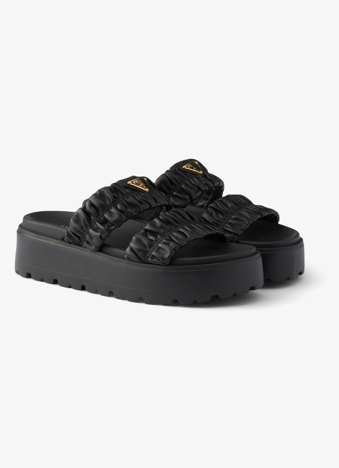 Prada Matelassé slipper van lamsleer - voorkant 5 zwart
