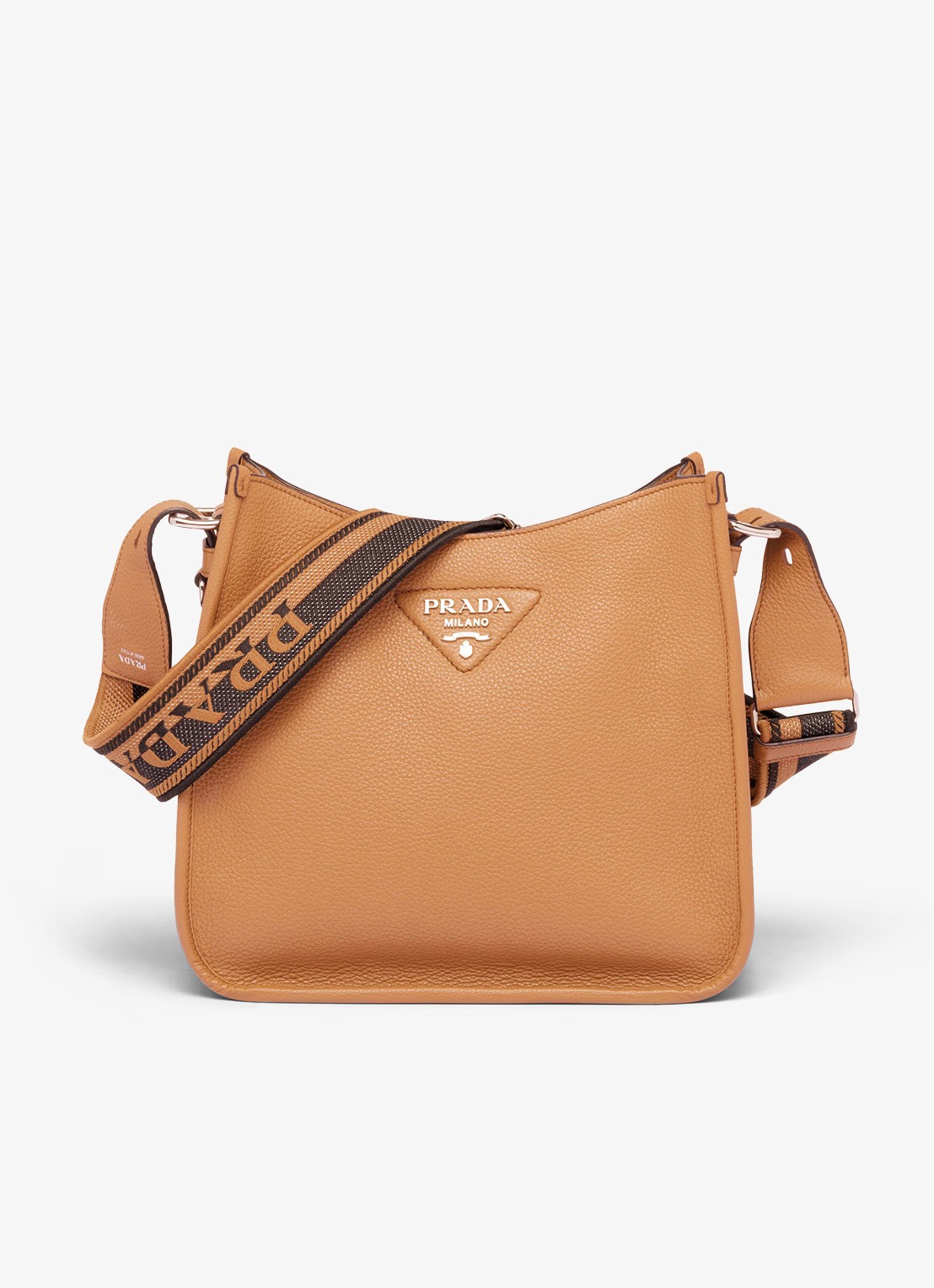 Prada Medium schoudertas van kalfsleer - voorkant cognac