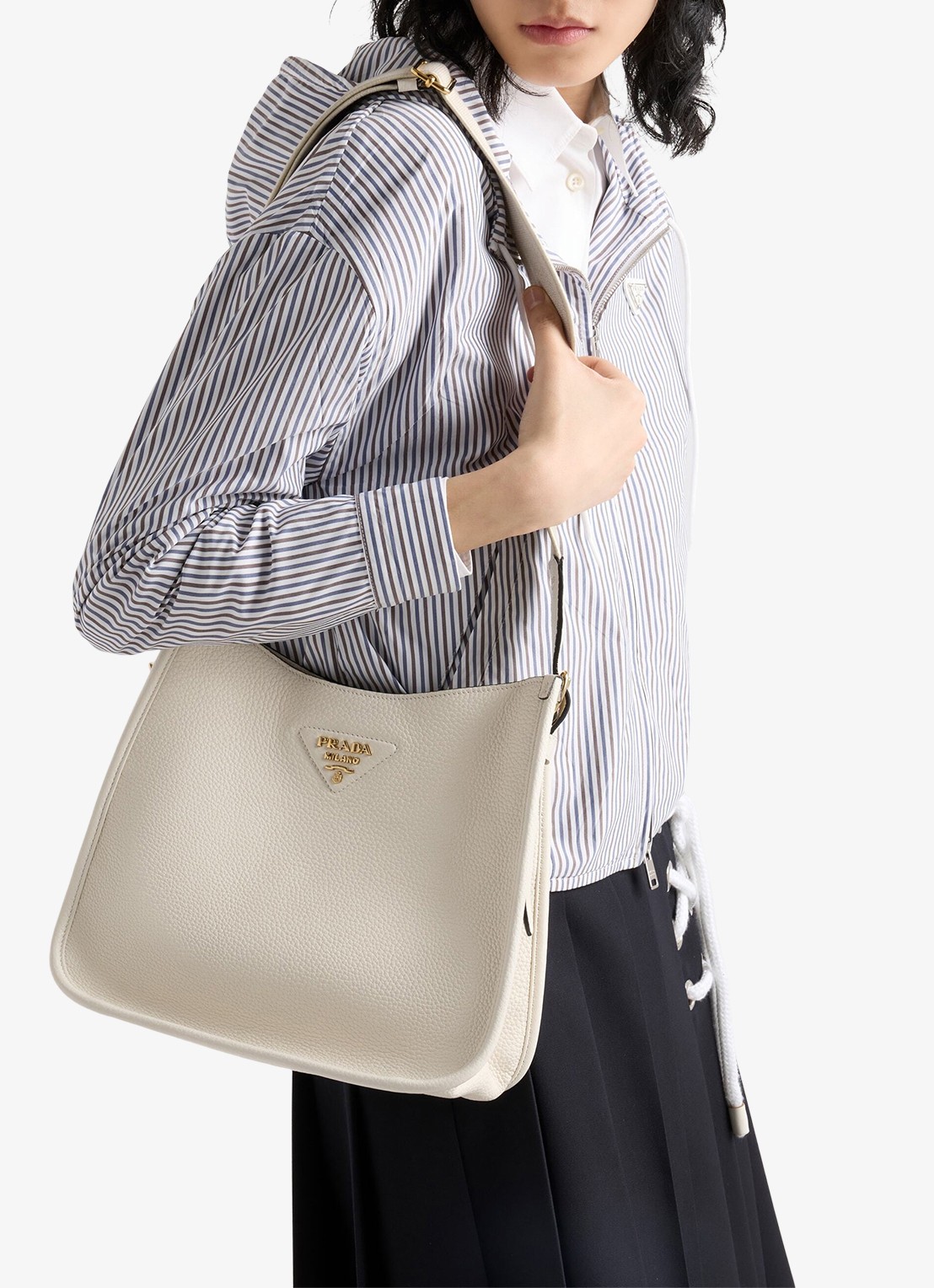 Prada Medium schoudertas van kalfsleer - voorkant 7 wit