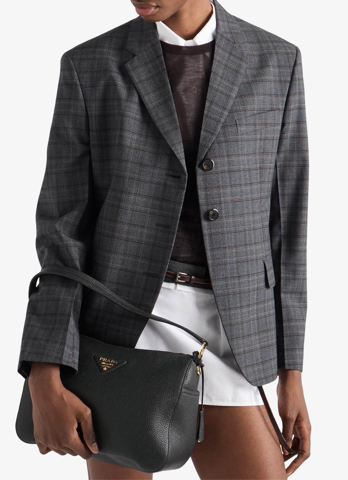 Prada Medium schoudertas van kalfsleer - detail 4 zwart