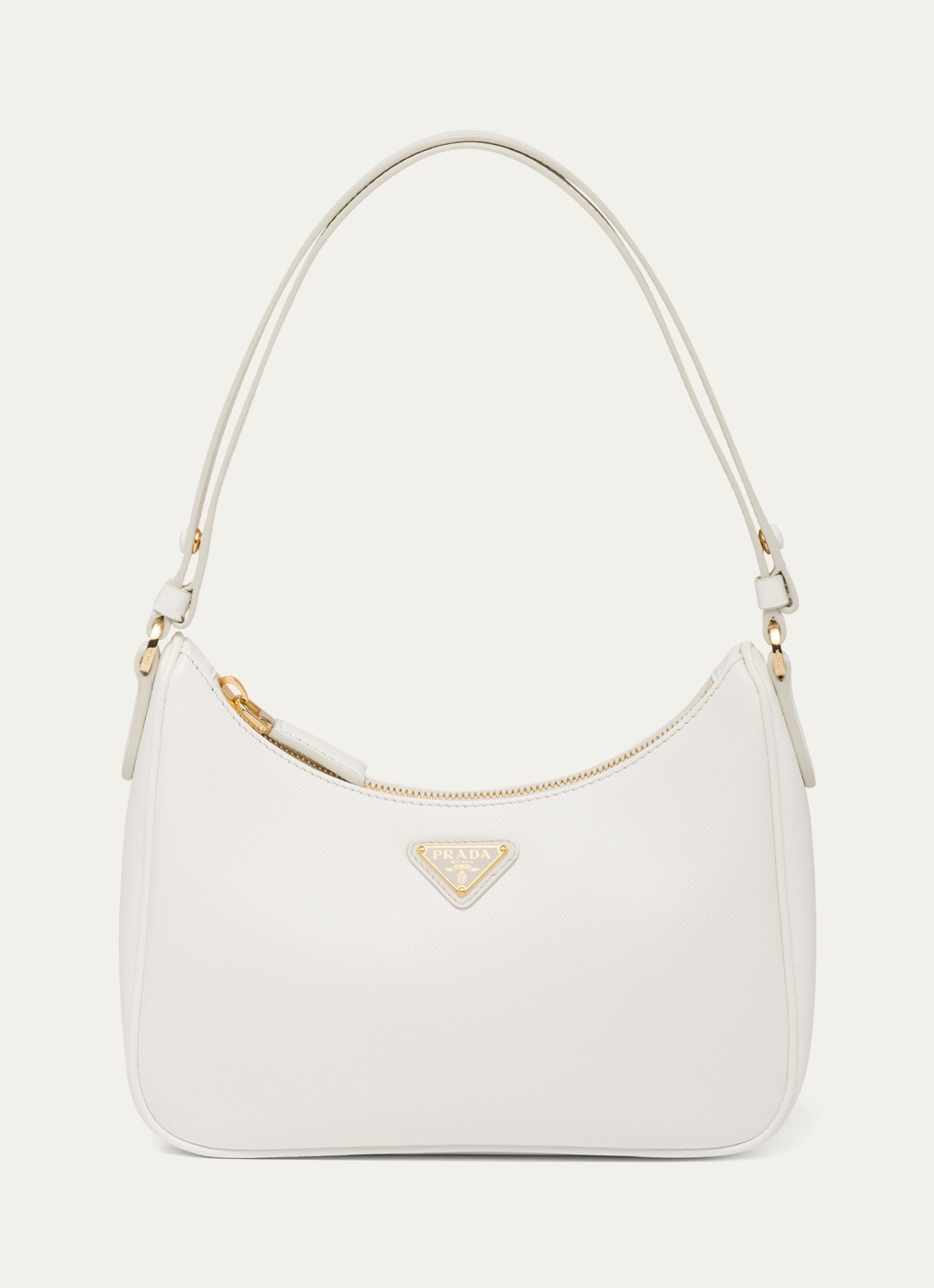 Prada Mini-Bag schoudertas van leer - voorkant gebroken wit