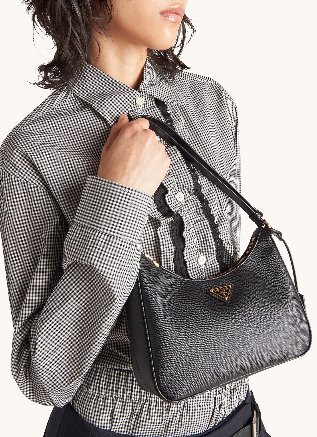 Prada Mini-Bag schoudertas van leer - voorkant 2 zwart