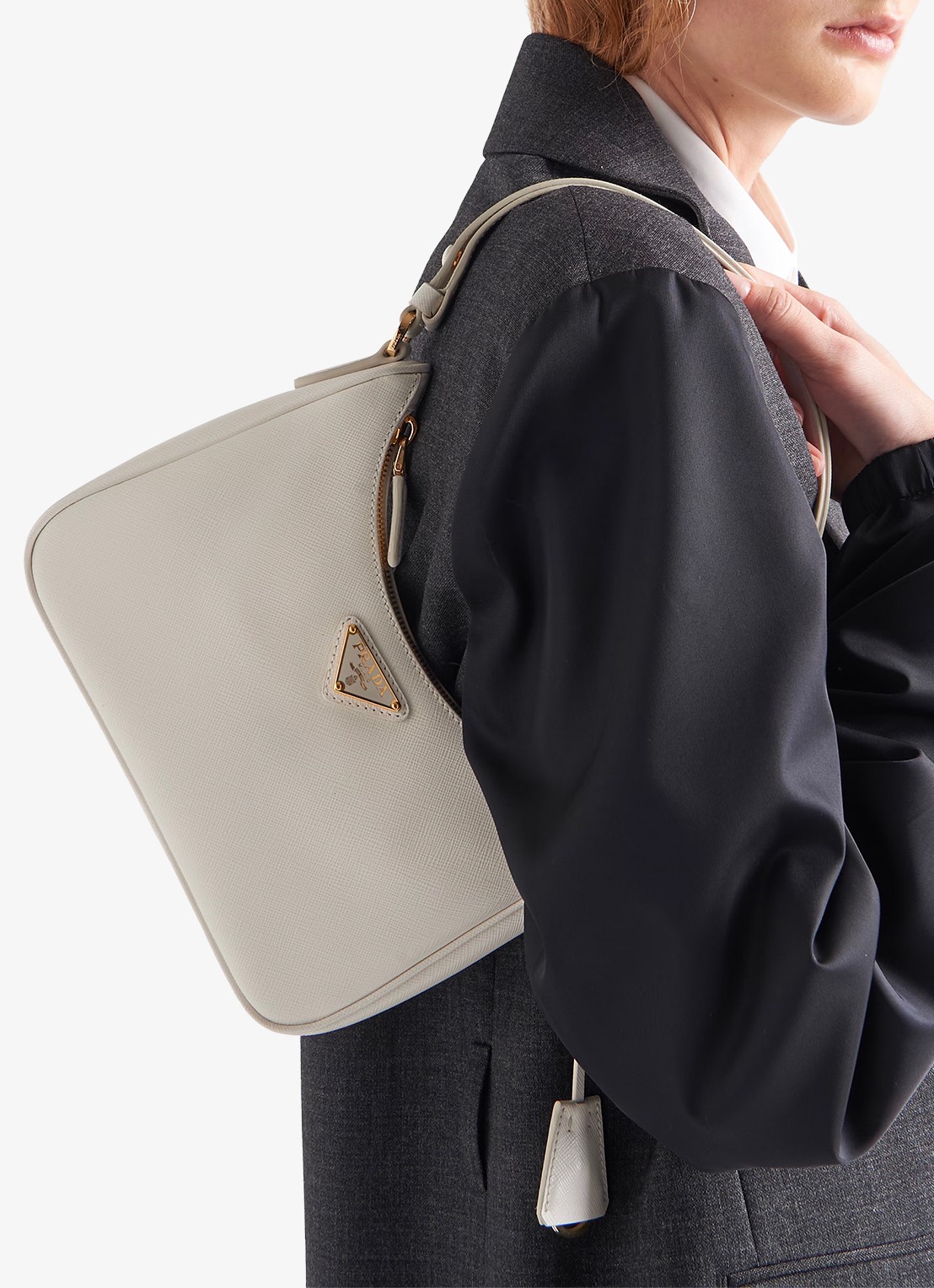 Prada Mini-Bag schoudertas van leer - voorkant 3 wit