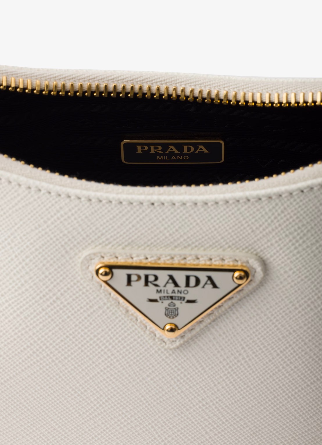 Prada Mini-Bag schoudertas van leer - detail 5 gebroken wit