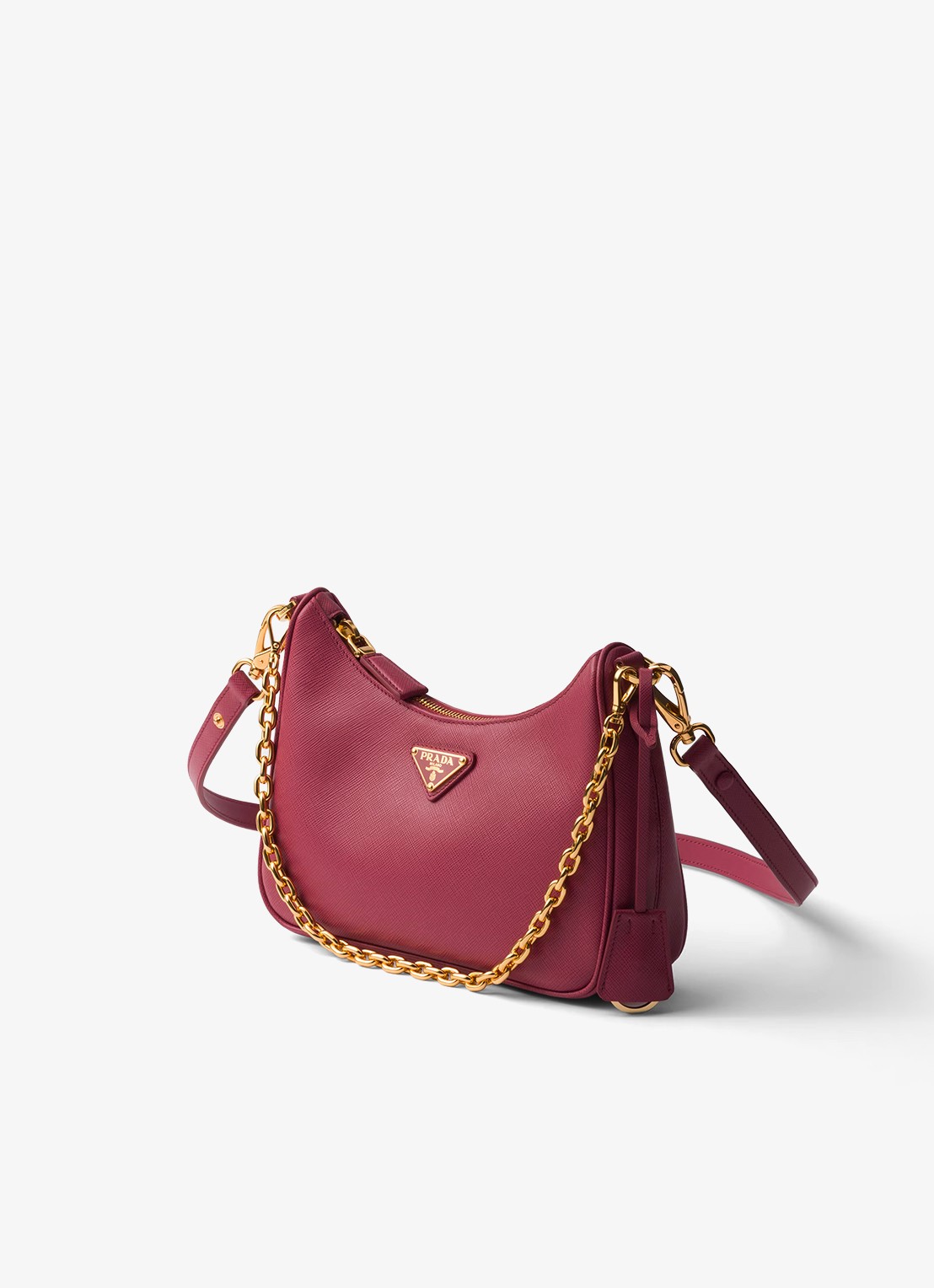 Prada Mini-Bag schoudertas van leer - detail 4 cranberryrood