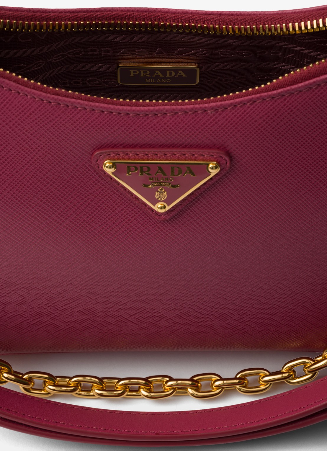 Prada Mini-Bag schoudertas van leer - detail 5 cranberryrood