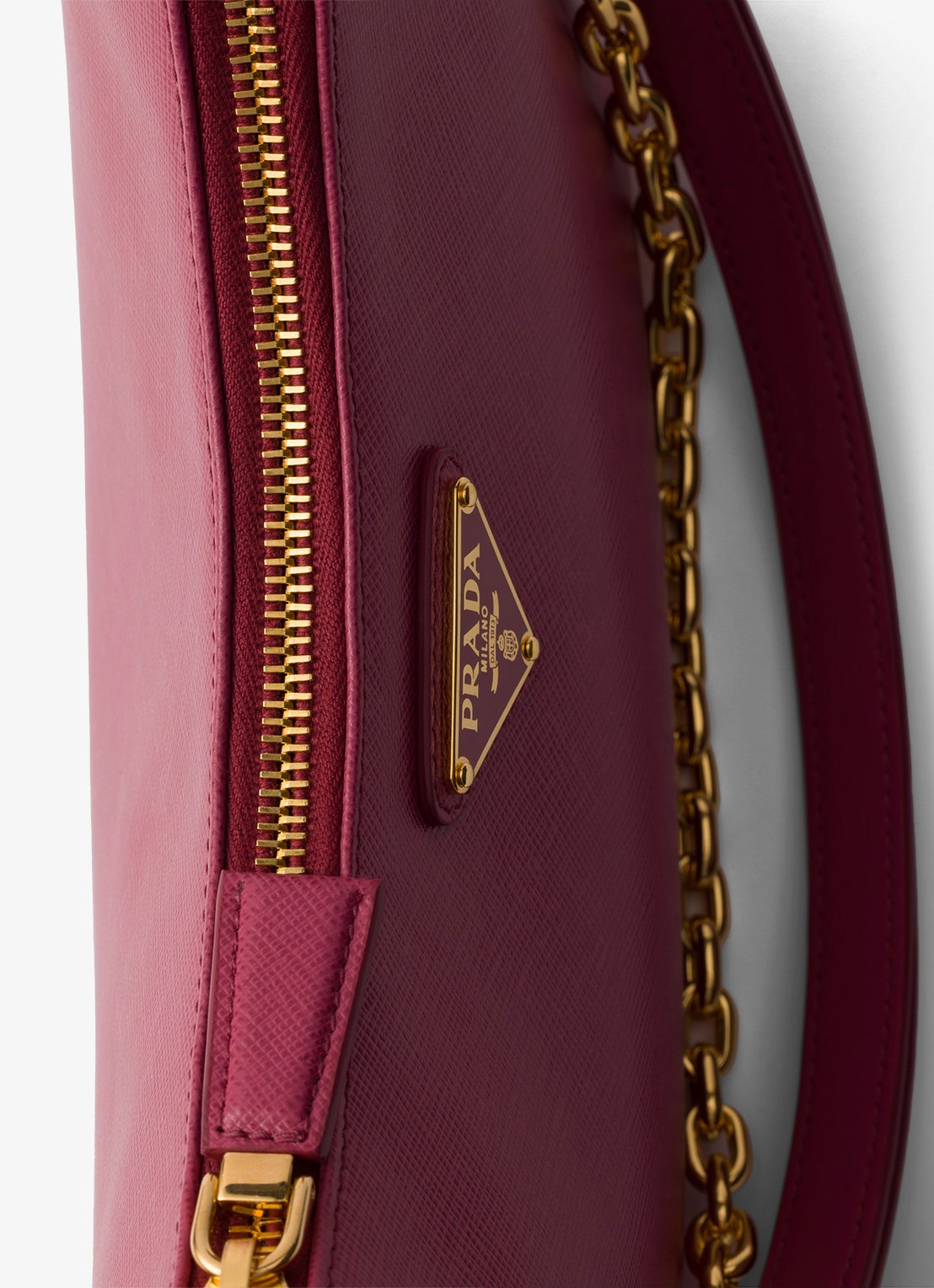 Prada Mini-Bag schoudertas van leer - detail 6 cranberryrood