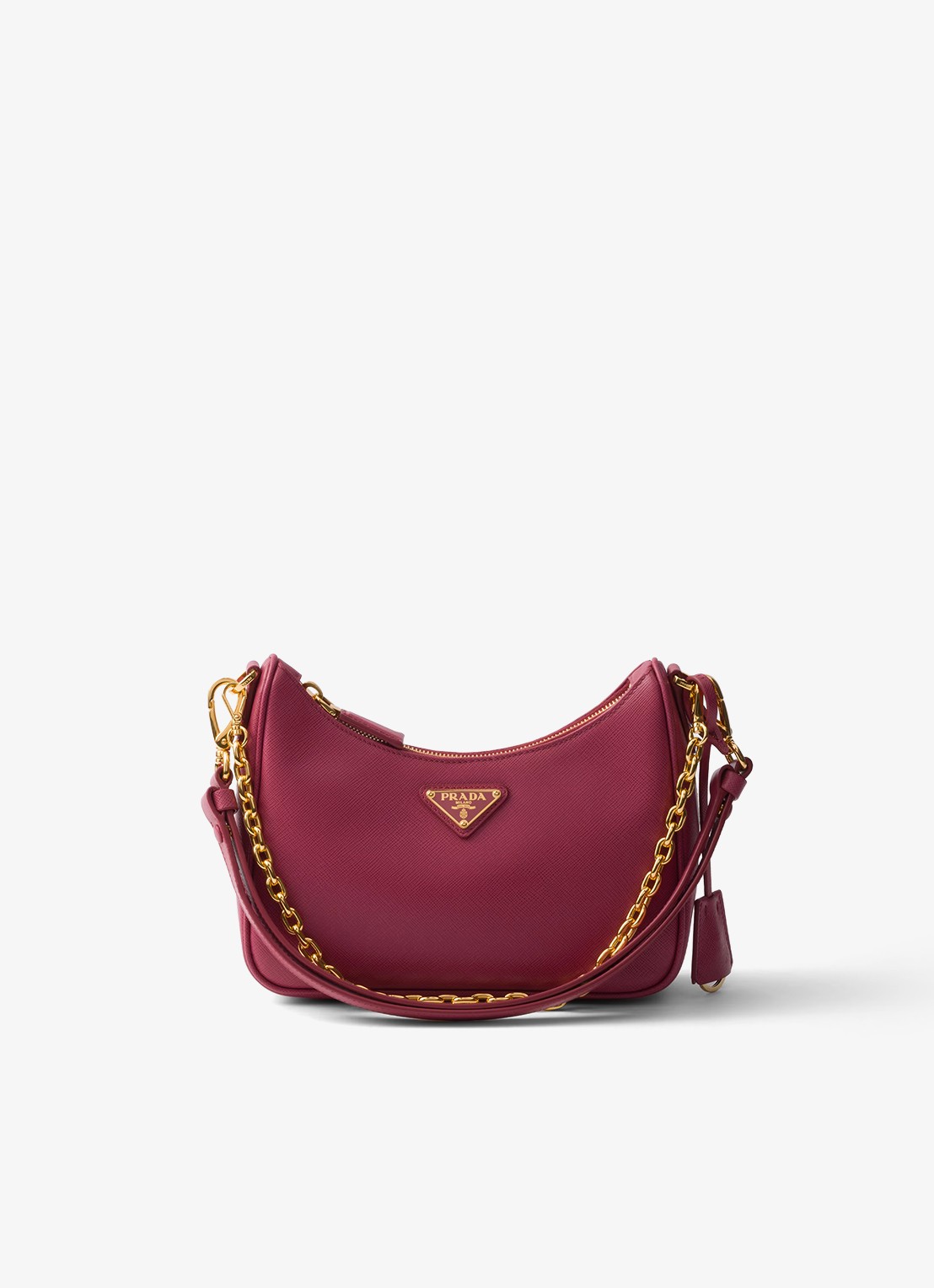 Prada Mini-Bag schoudertas van leer - voorkant cranberryrood