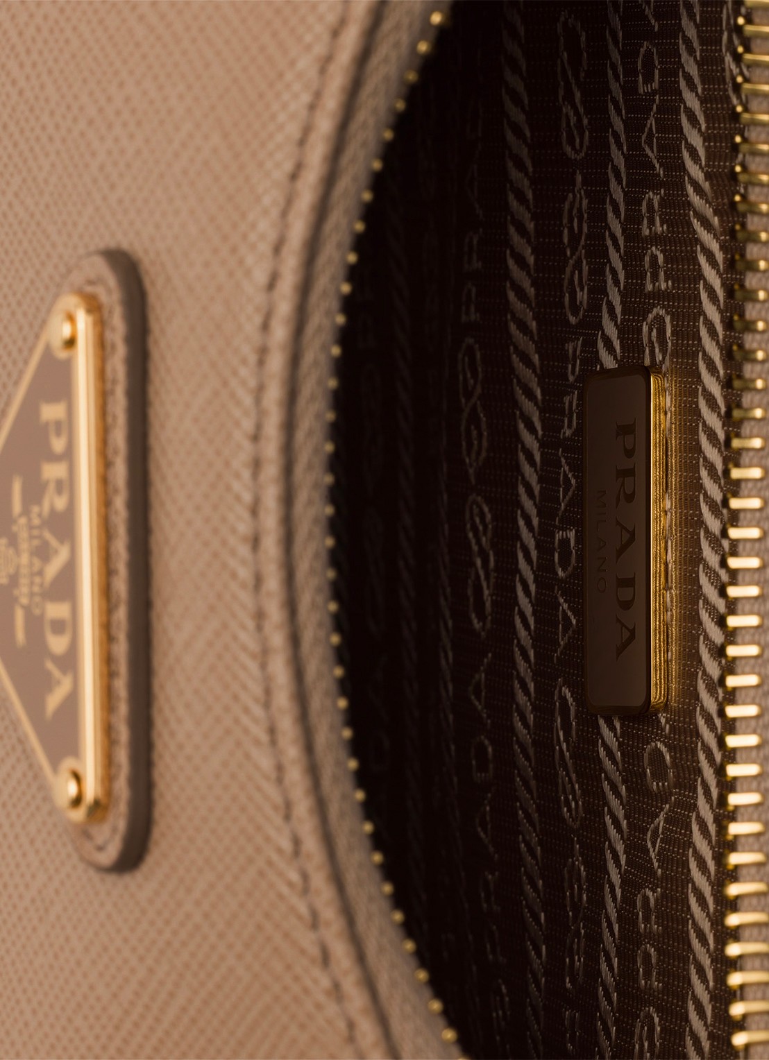 Prada Mini-Bag schoudertas van leer - detail 3 lichtbruin
