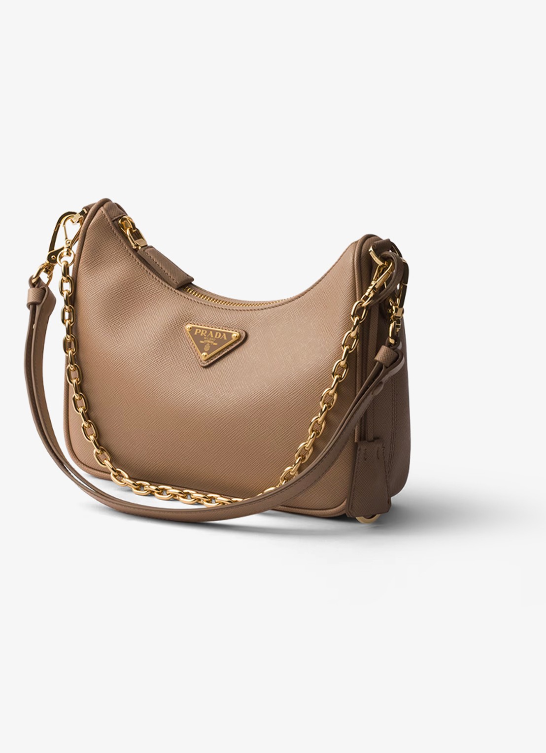 Prada Mini-Bag schoudertas van leer - voorkant 5 lichtbruin