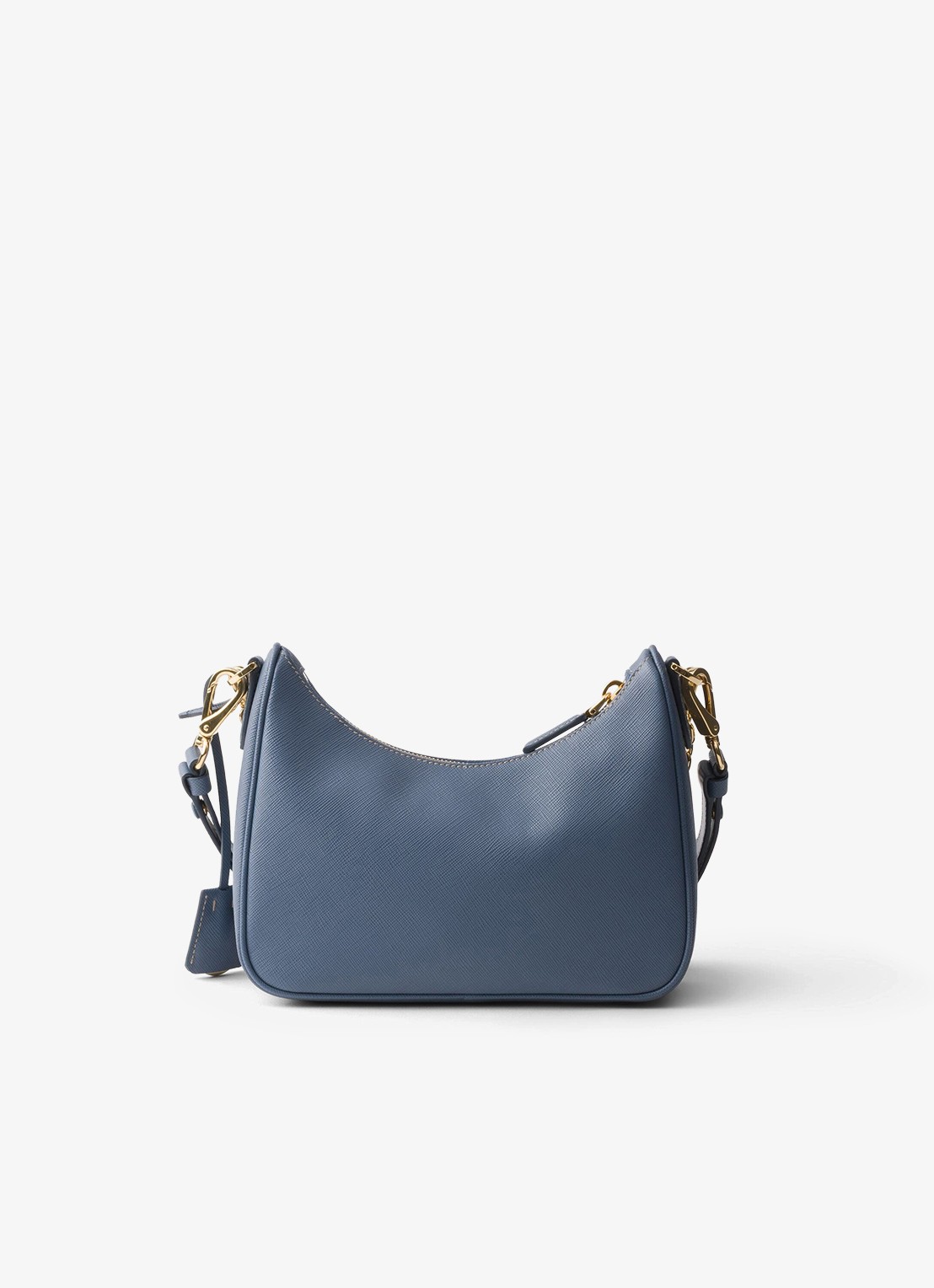 Prada Mini-Bag schoudertas van leer - achterkant staalblauw