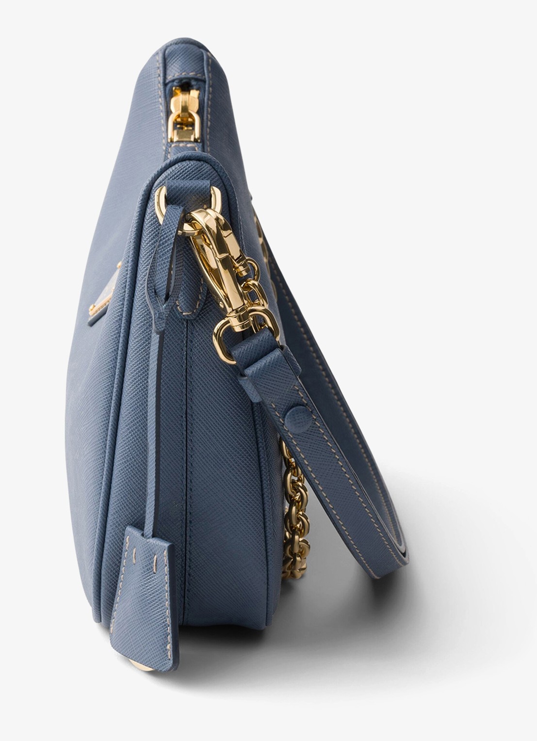 Prada Mini-Bag schoudertas van leer - detail 4 staalblauw