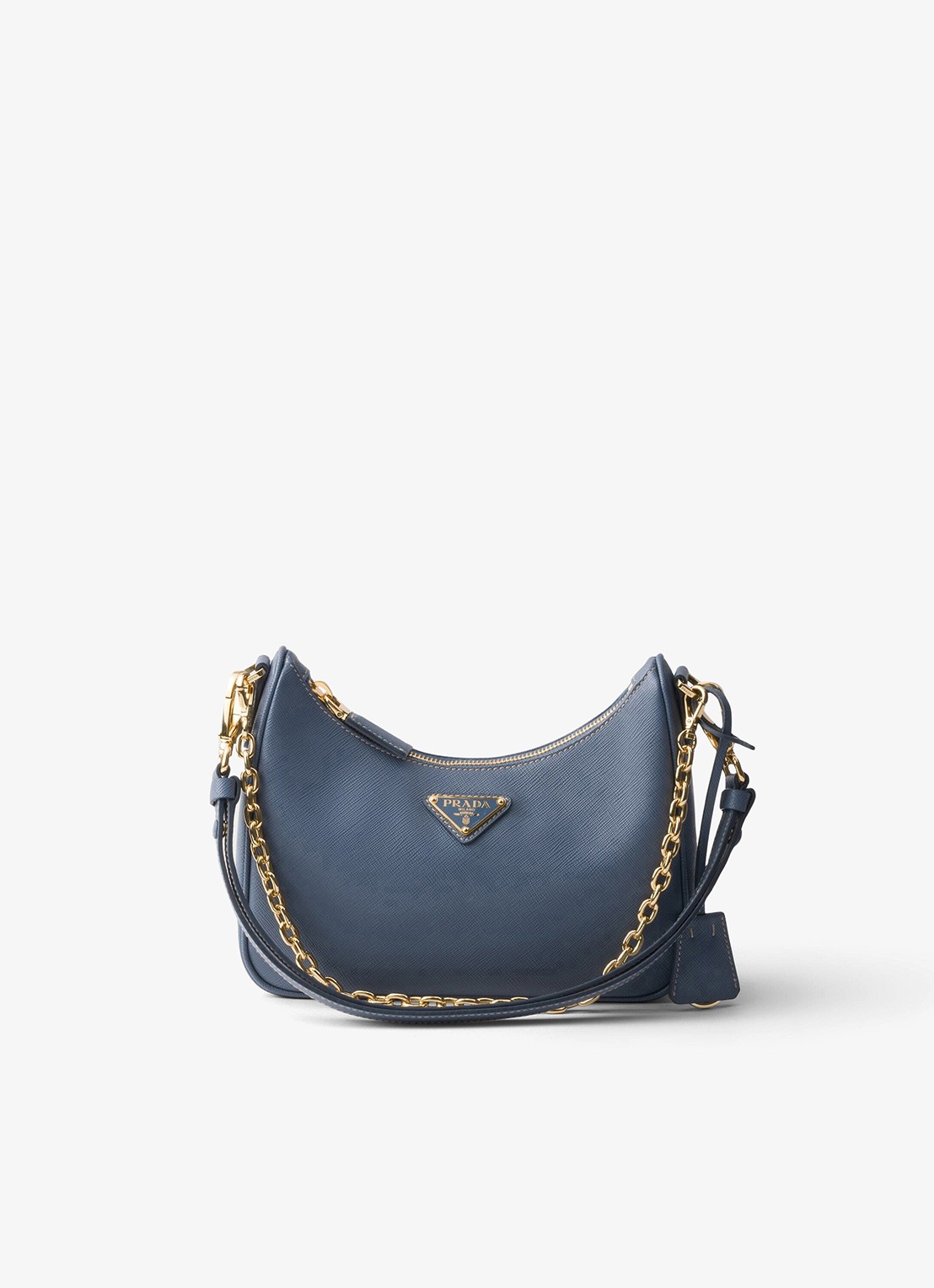 Prada Mini-Bag schoudertas van leer - voorkant 2 staalblauw