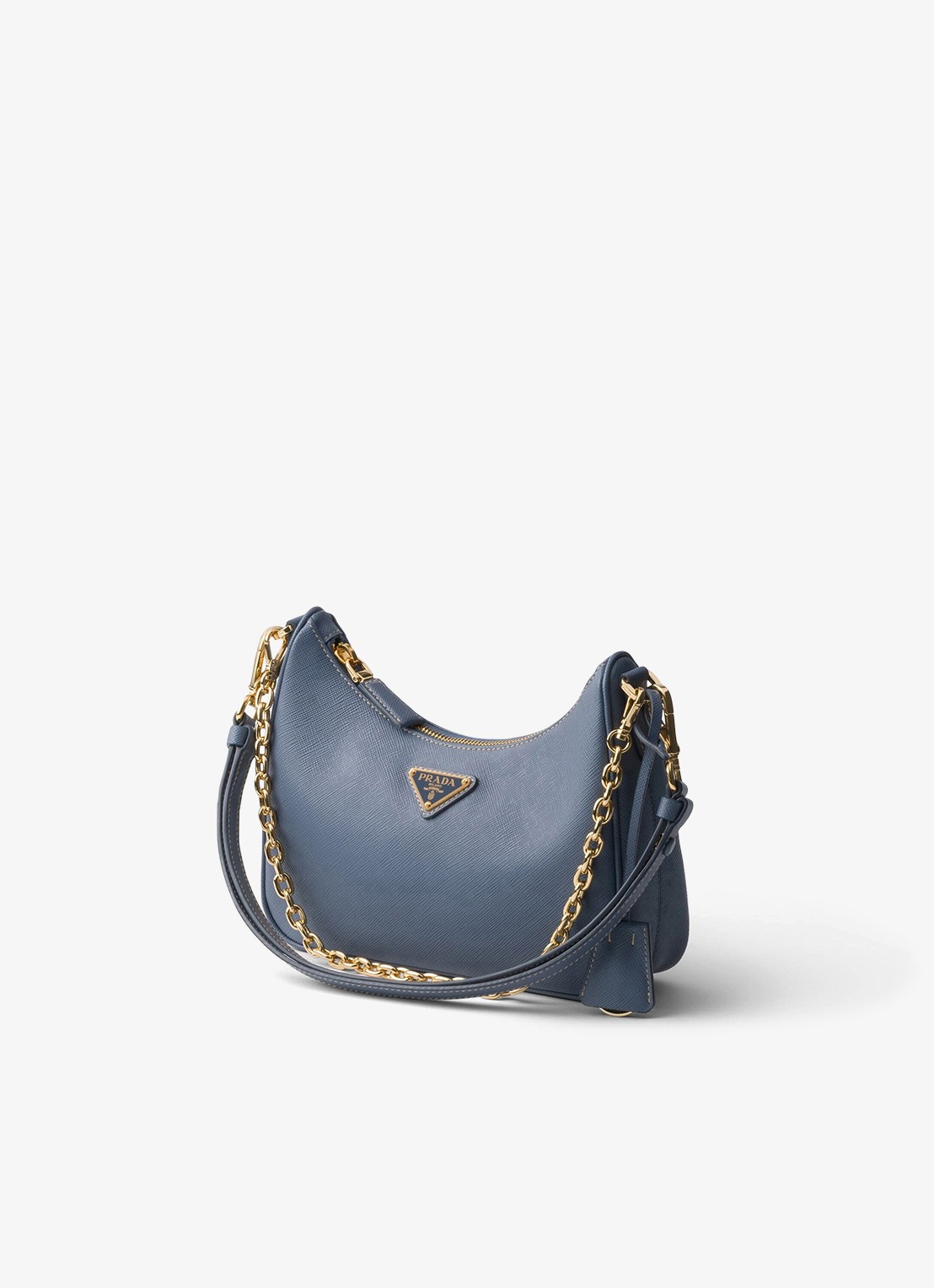 Prada Mini-Bag schoudertas van leer - voorkant 3 staalblauw