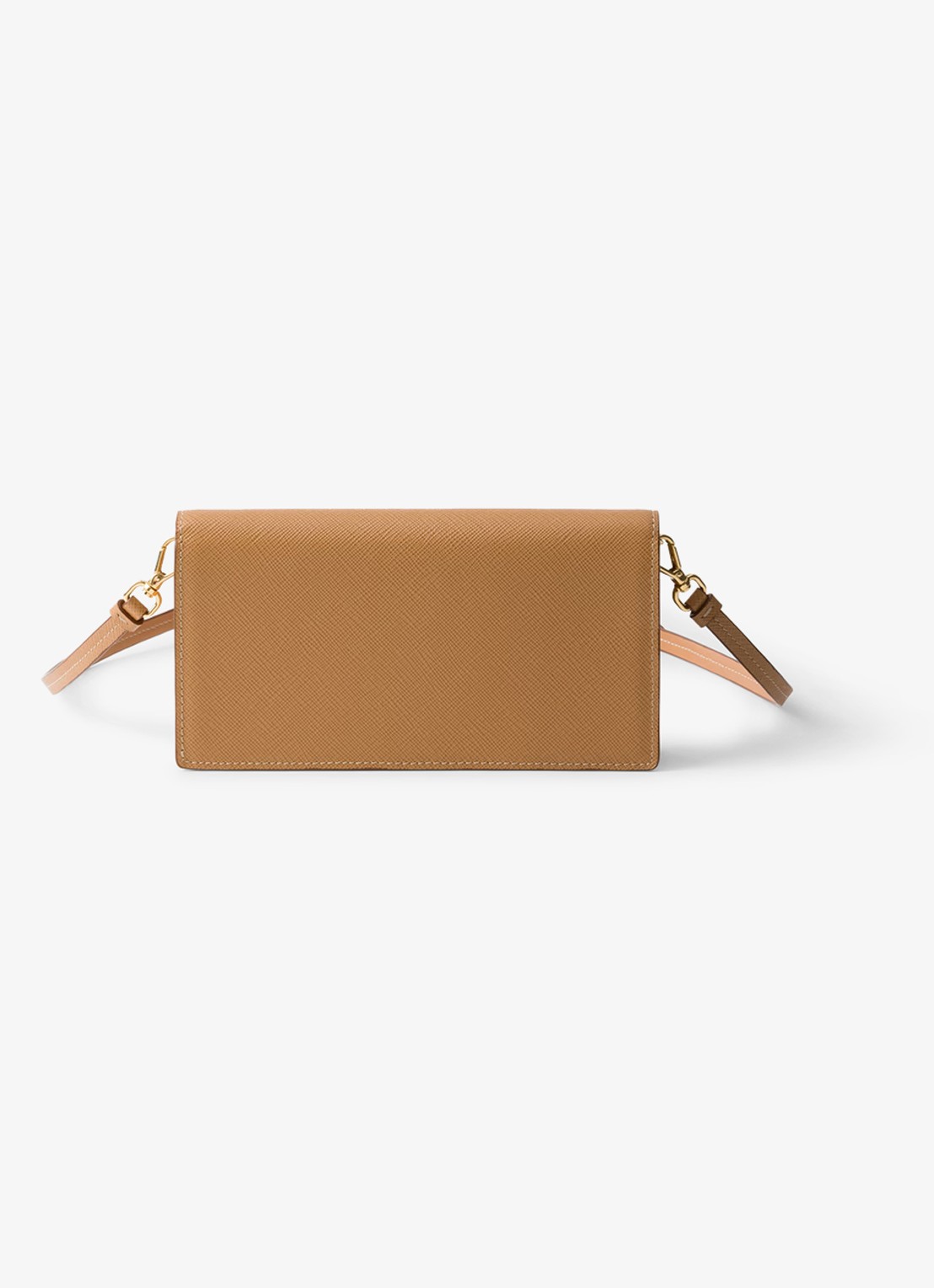 Prada Mini clutch van leer met afneembare schouderriem - achterkant 5 camel