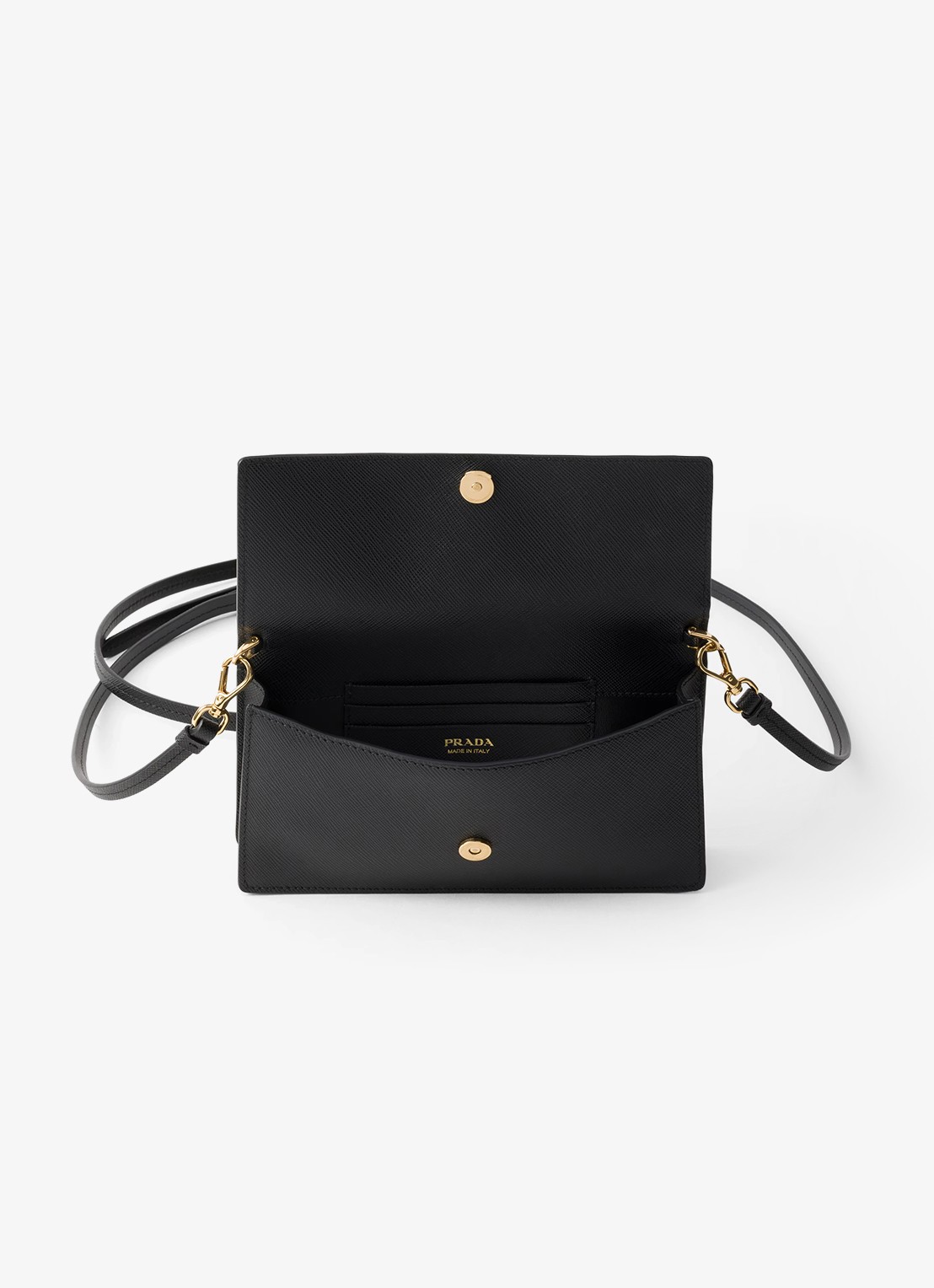 Prada Mini clutch van leer met afneembare schouderriem - detail 4 zwart