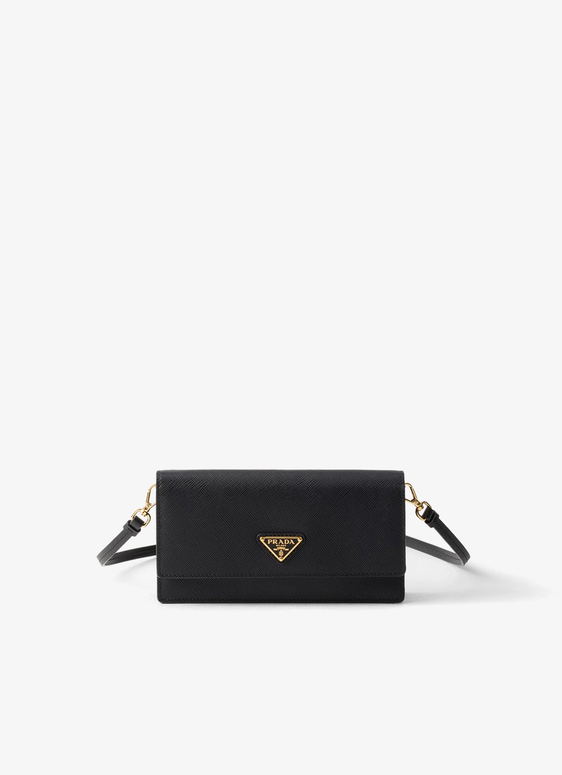 Prada Mini clutch van leer met afneembare schouderriem - voorkant 2 zwart