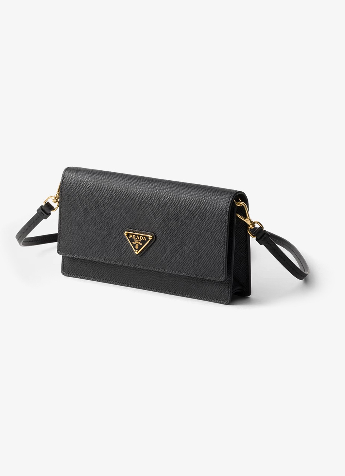 Prada Mini clutch van leer met afneembare schouderriem - voorkant 3 zwart