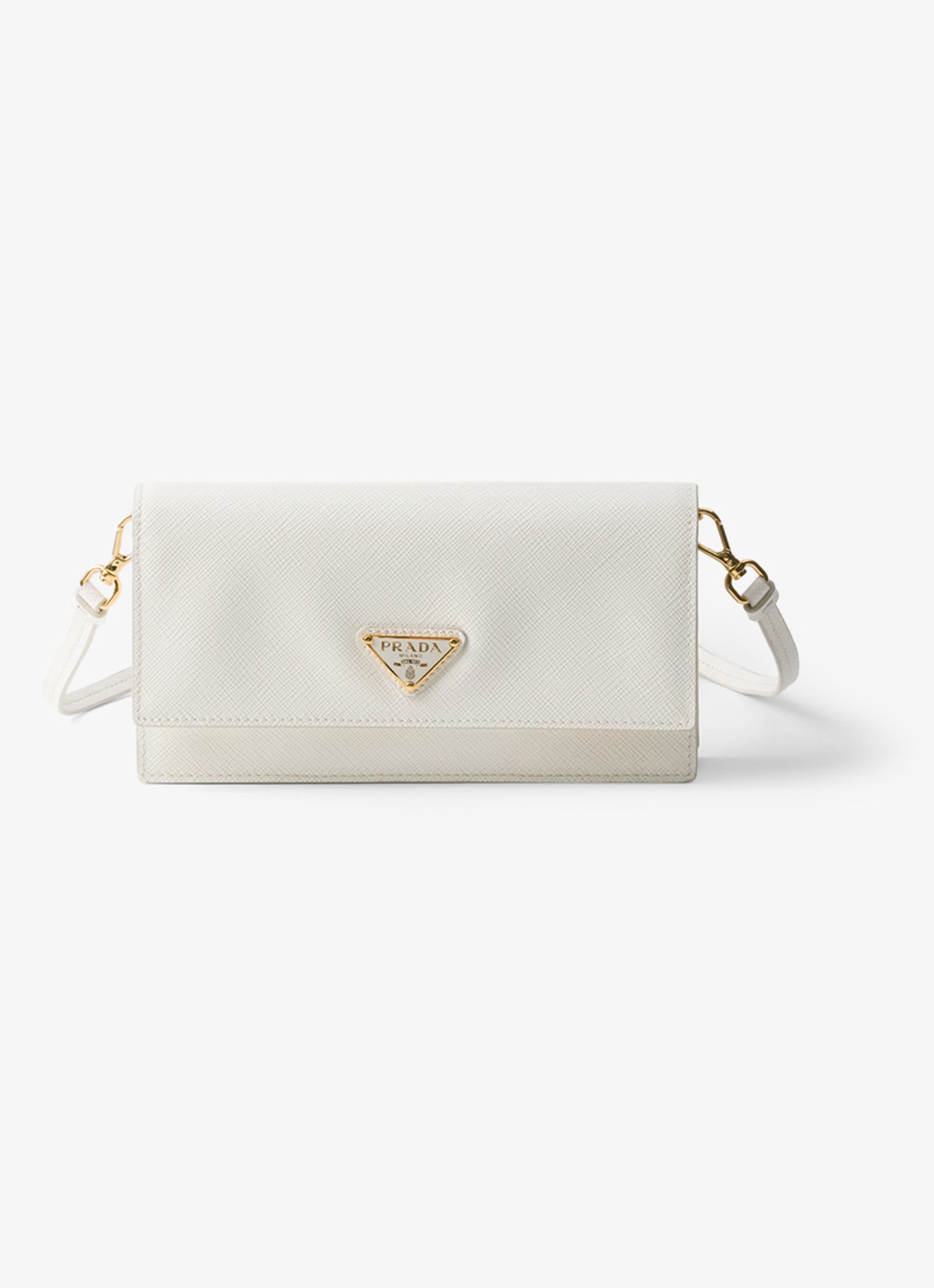 Prada Mini clutch van leer met afneembare schouderriem - voorkant 2 wit
