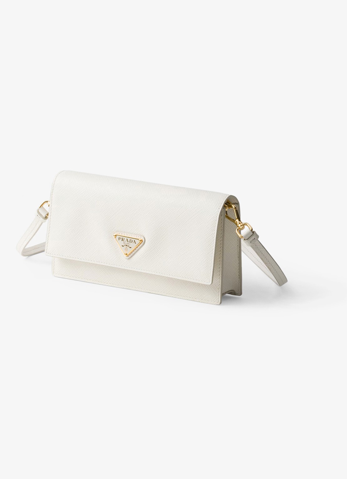 Prada Mini clutch van leer met afneembare schouderriem - voorkant 3 wit
