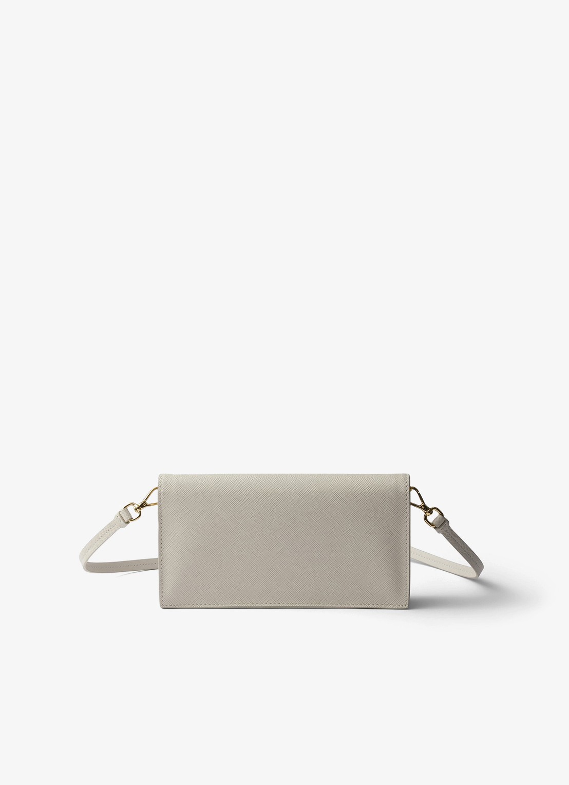 Prada Mini clutch van leer met afneembare schouderriem - achterkant 6 lichtgrijs