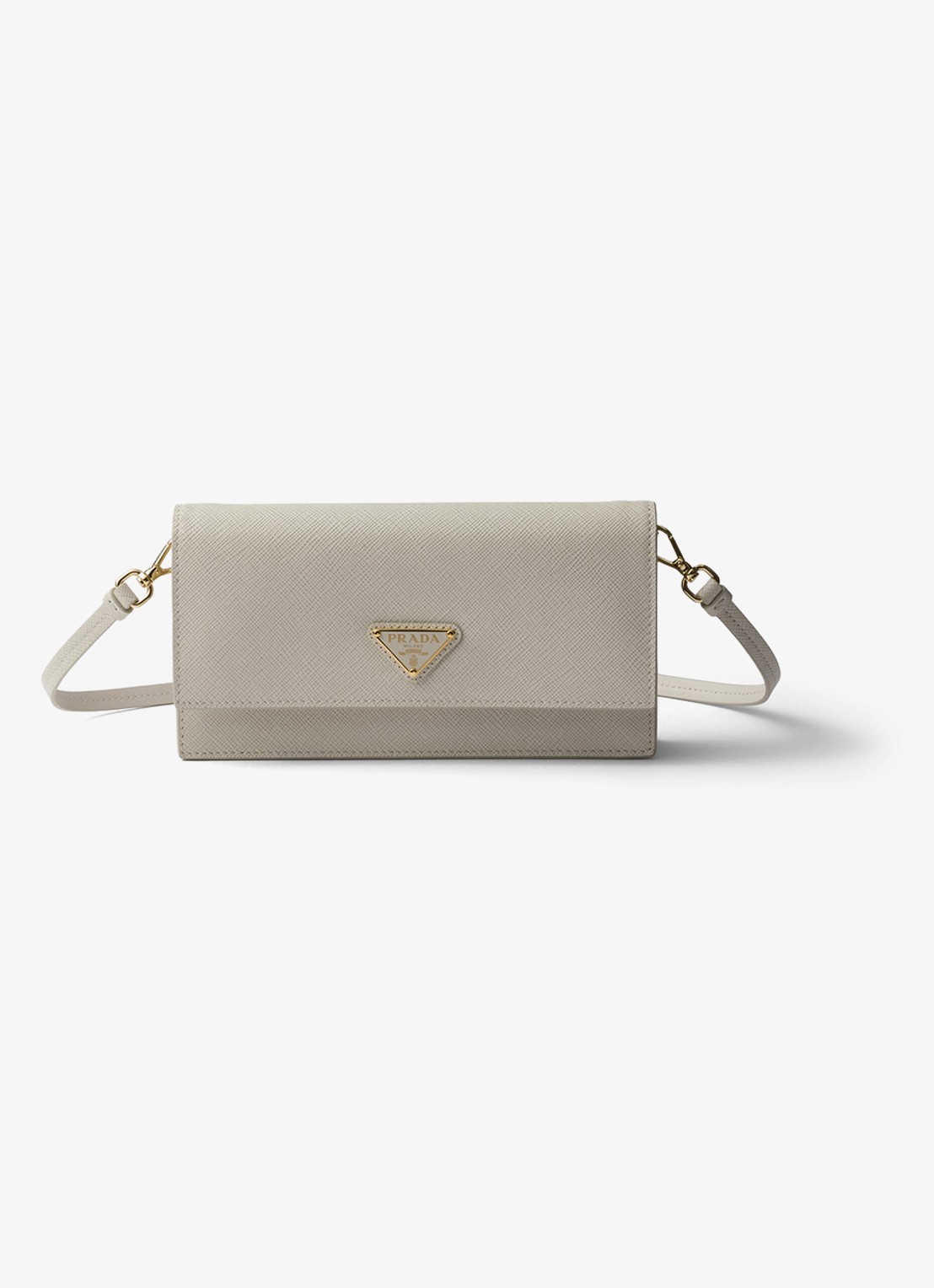 Prada Mini clutch van leer met afneembare schouderriem - voorkant 4 lichtgrijs
