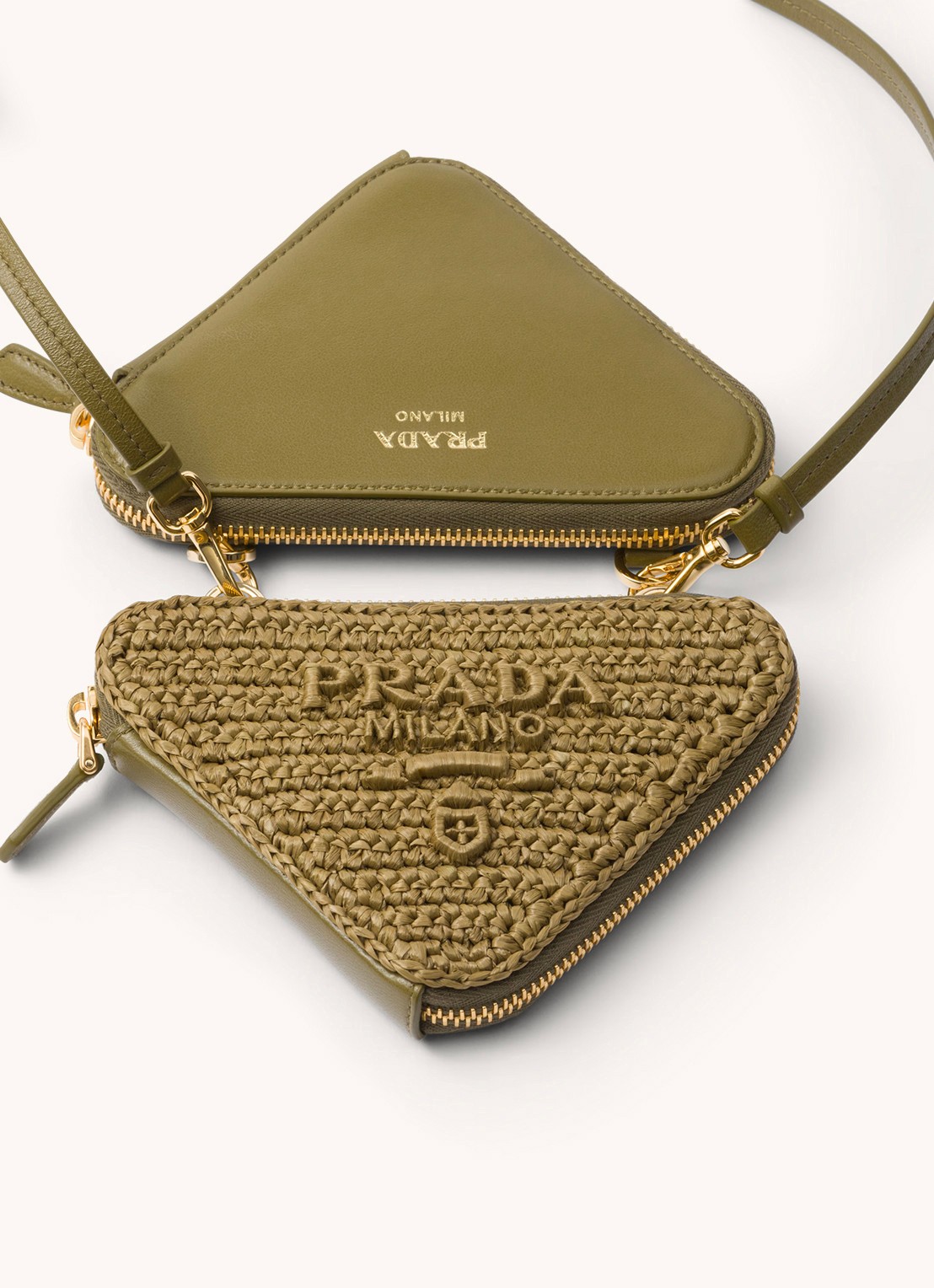 Prada Mini crossbodytas met leren details - detail 3 olijfgroen