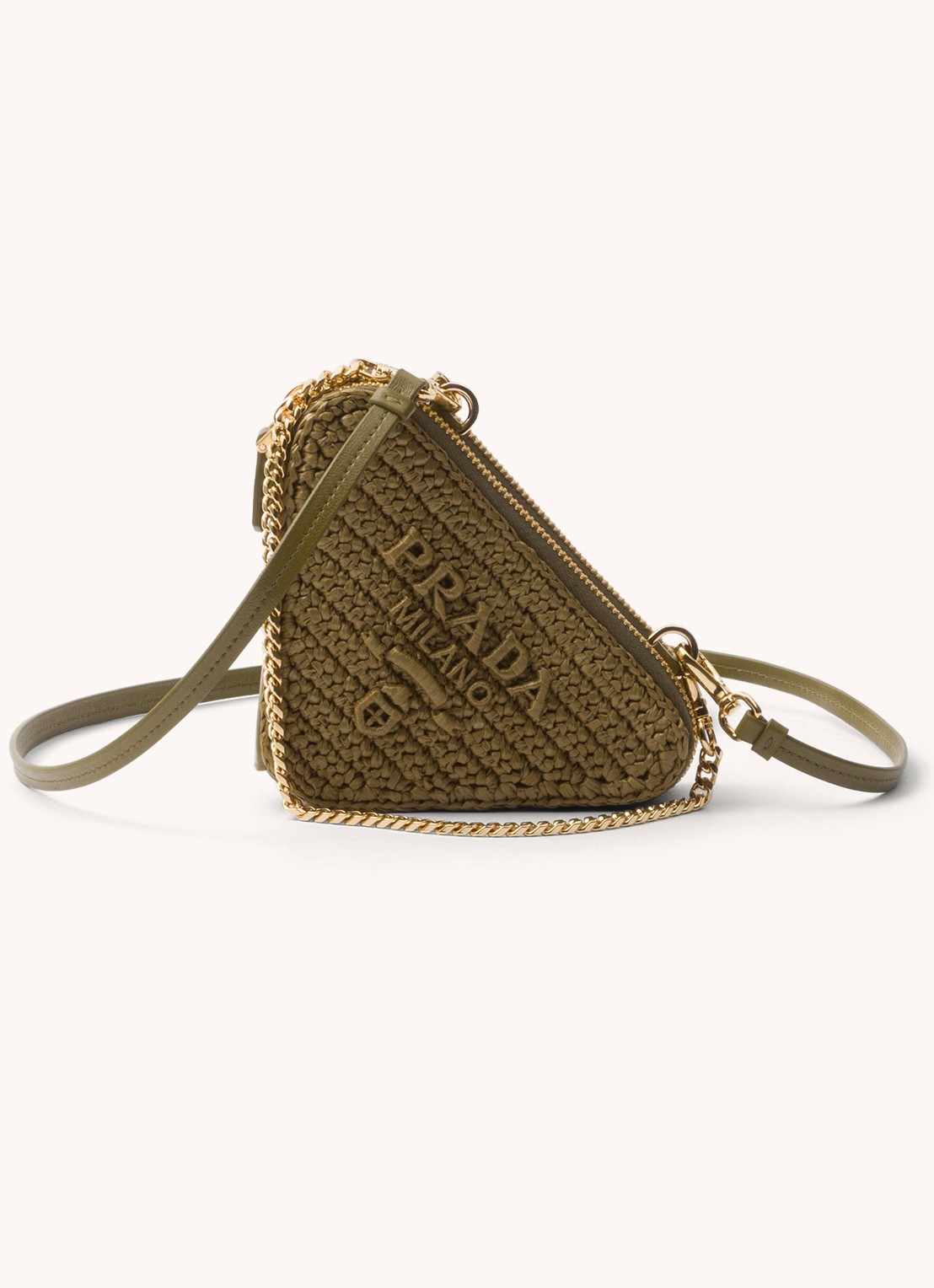 Prada Mini crossbodytas met leren details - voorkant olijfgroen