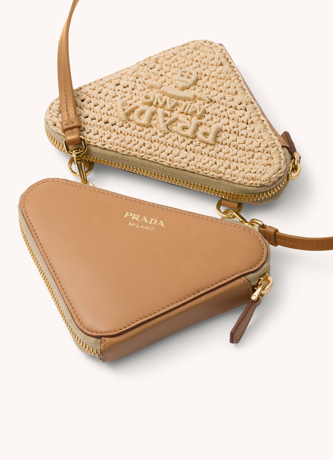 Prada Mini crossbodytas met leren details - detail beige